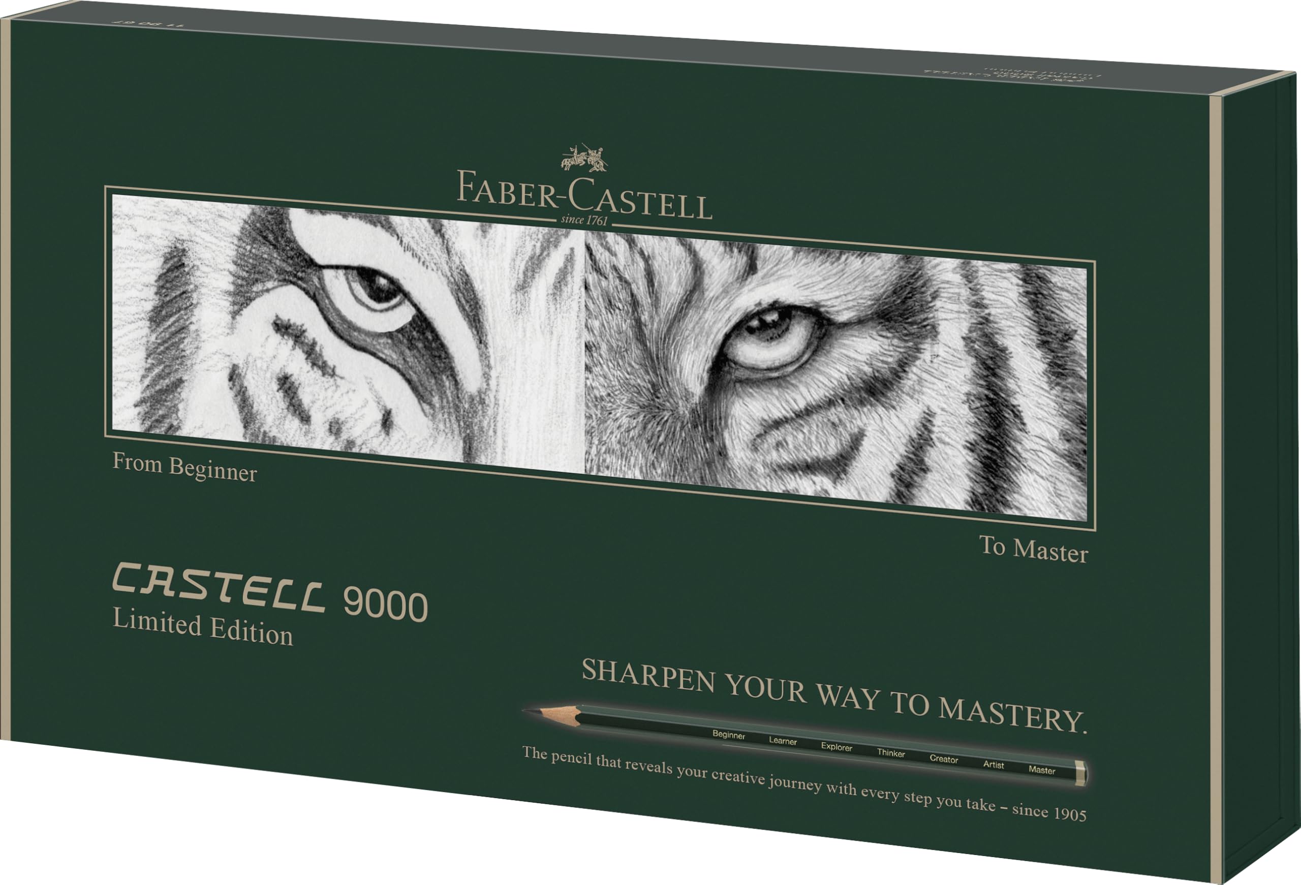 Faber-Castell 9000 zestaw dla początkujących do mistrzów, zestaw limitowanej edycji, sztuka, rysowanie, szkicowanie, grafika, matowe, profesjonalne i hobbystyczne narzędzia artystyczne, ołówek