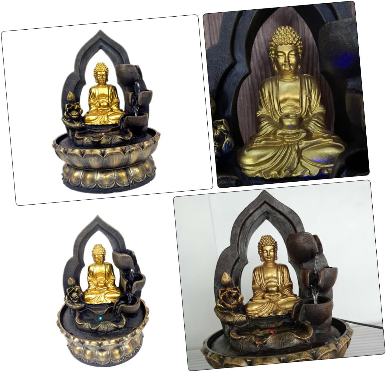 110v Buddha Tabletop Water Fountain Resin Decor with Soothing Water Flow Led Lights and Unique Zen Design for Relaxation and Garden Aesthetics