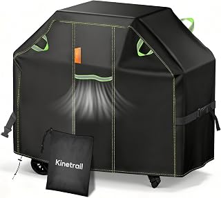 Grill Cover for Outdoor Grill, 58 Inch BBQ Grill Cover 420D Heavy Duty Waterproof with Air Vents/Handles/Straps, Weather Resistant Barbecue Gas Grill Cover for Weber, Genesis, Charbroil, etc