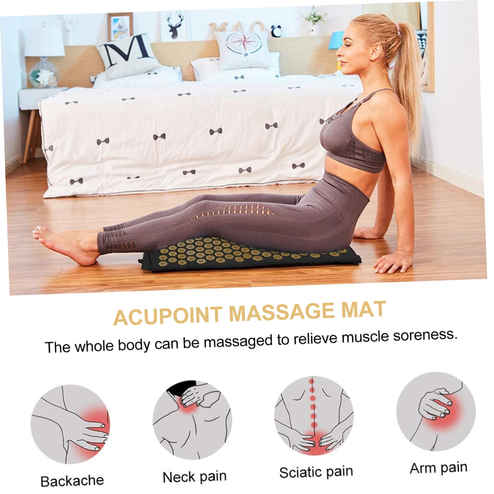 FRCOLOR Esterilla de Acupresion Lavable de Algodón con 2 Piezas, Alivia el Muscular, Incluye Bolsa y Almohada para Masaje Relajante