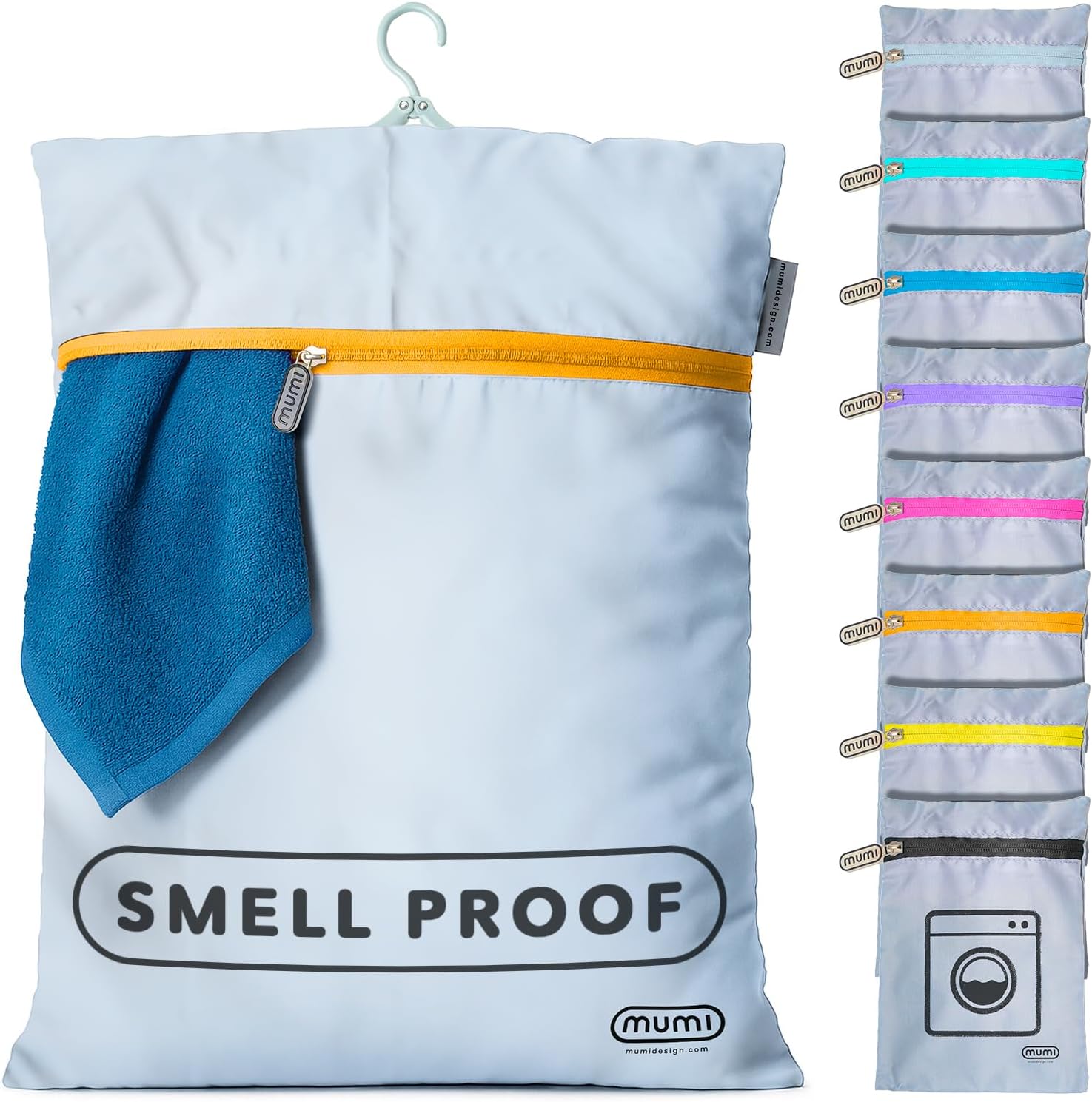 MUMI Travel Laundry Bag, Moisture and Smell-Proof, Wash Bags Separate Laundry from Clean Clothes, with Folding Hanger and Outer Bag