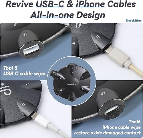 Miniatura 4 de DustKiller Kit de limpieza de teléfono, compatible con iPhone iPad Airpod y puerto de carga USB C, cable y conector con herramienta de limpieza tipo