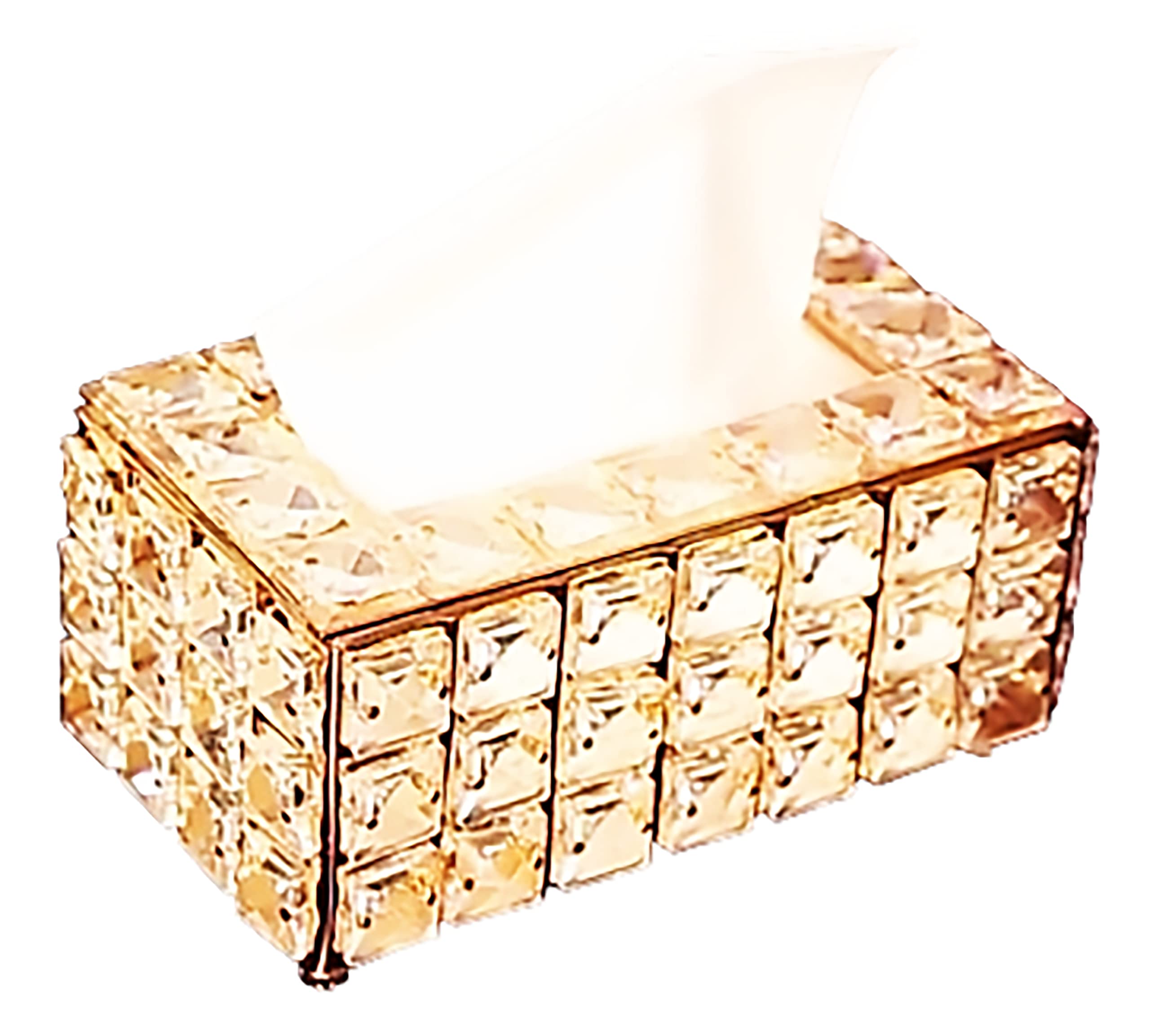 Chandler Tissue Box Made from Rhinestone and Metal Luxury Handmade Bling Bling Napkins Dispenser Available in Two Colors Silver and Gold (Gold)