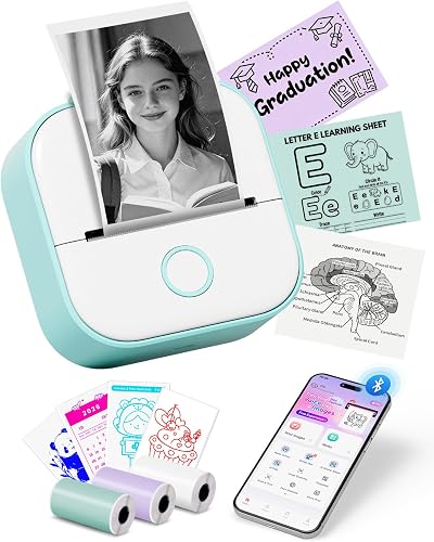 Memoking Mini Sticker Printer, T02 Portable Thermal Printer, Photo Printer