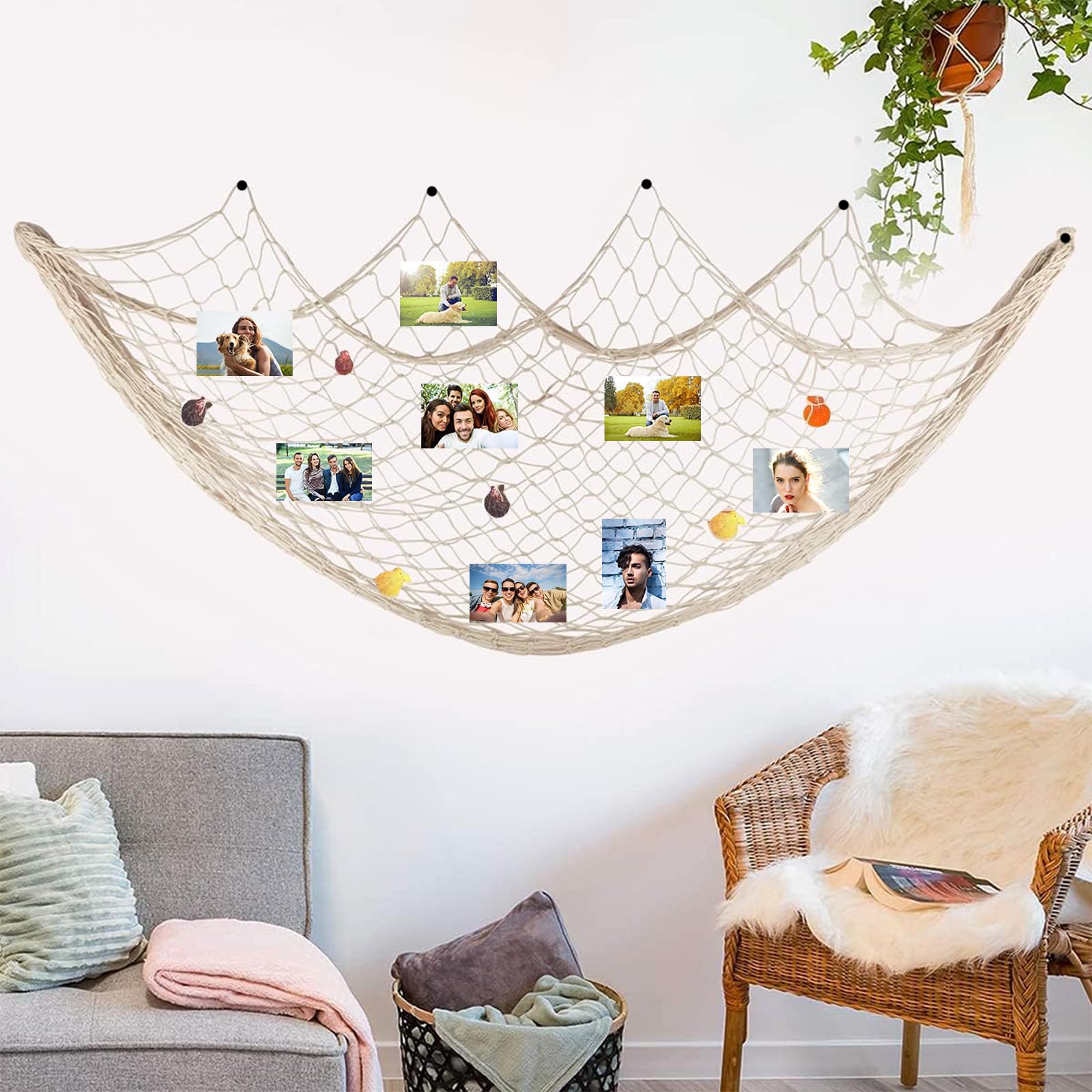 100x200cm Filet De Peche Décoratif Avec Coquilles,Filet De Peche Mer