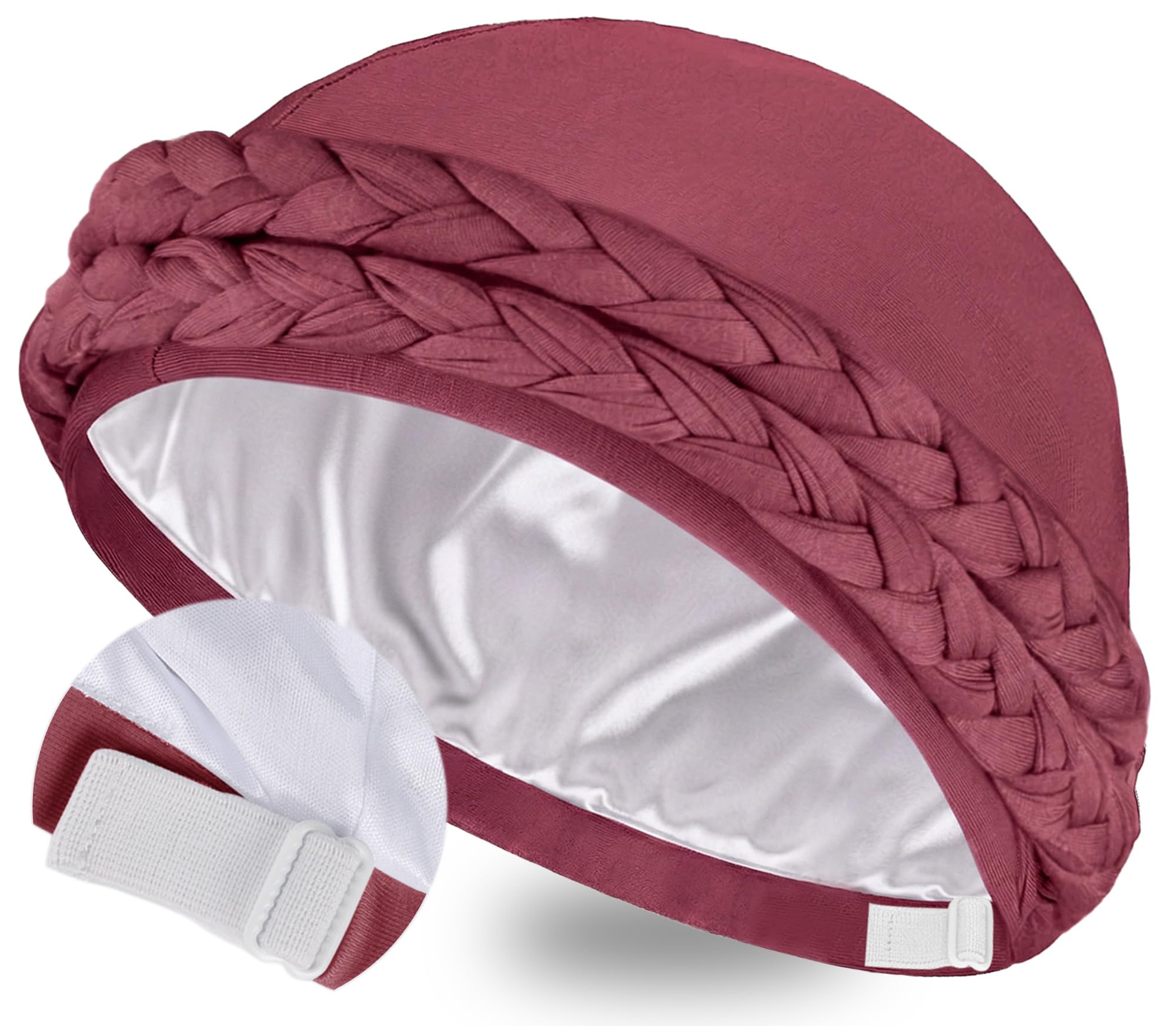 Ababalaya Adjustable Satin Lined Turban for Women Men