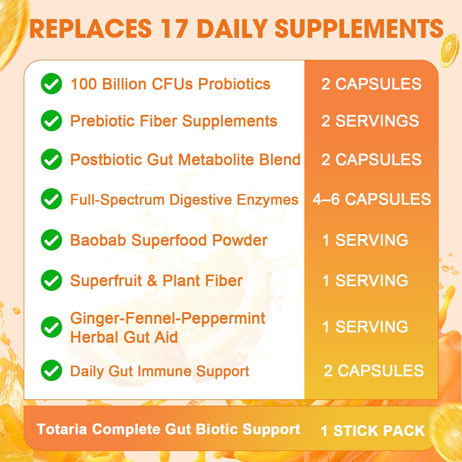 Probiotic Prebiotic & Postbiotic for Women Men, Fiber Mix Drink with 100 Billion CFU Probiotics, Blend with Digestive Enzymes & Herb - Rich in Vitamins & Minerals, Supports Gut Health, Debloat — Amazon image 4