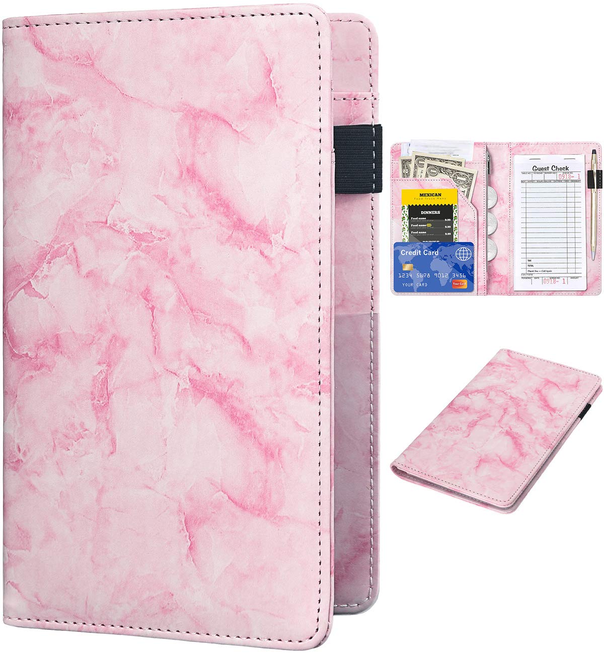 Server Books for Waitress - Marble Texture Leather Waiter Book Server Wallet with Zipper Pocket, Cute Waitress Book&Waitstaff Organizer with Money Pocket Fit Server Apron (B087Q6CFQK) Amazon Price History, Amazon Price Tracker