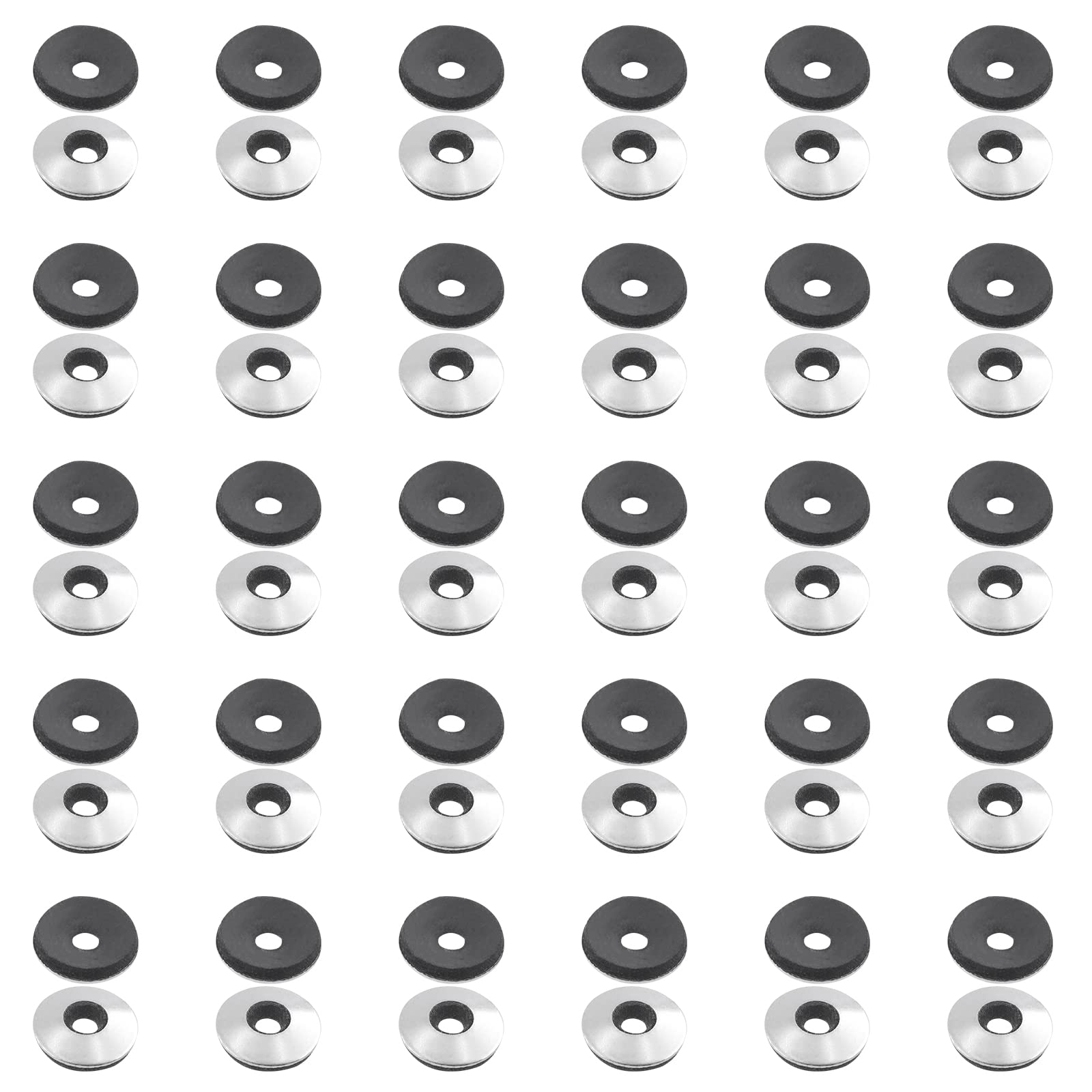 Swpeet 60Pcs #10 x 1/2"- M4.8 x14mm Stainless Steel Neoprene EPDM Bonded Sealing Washers Gasket Assortment Kit, Rubber Bonded Sealing Washers for