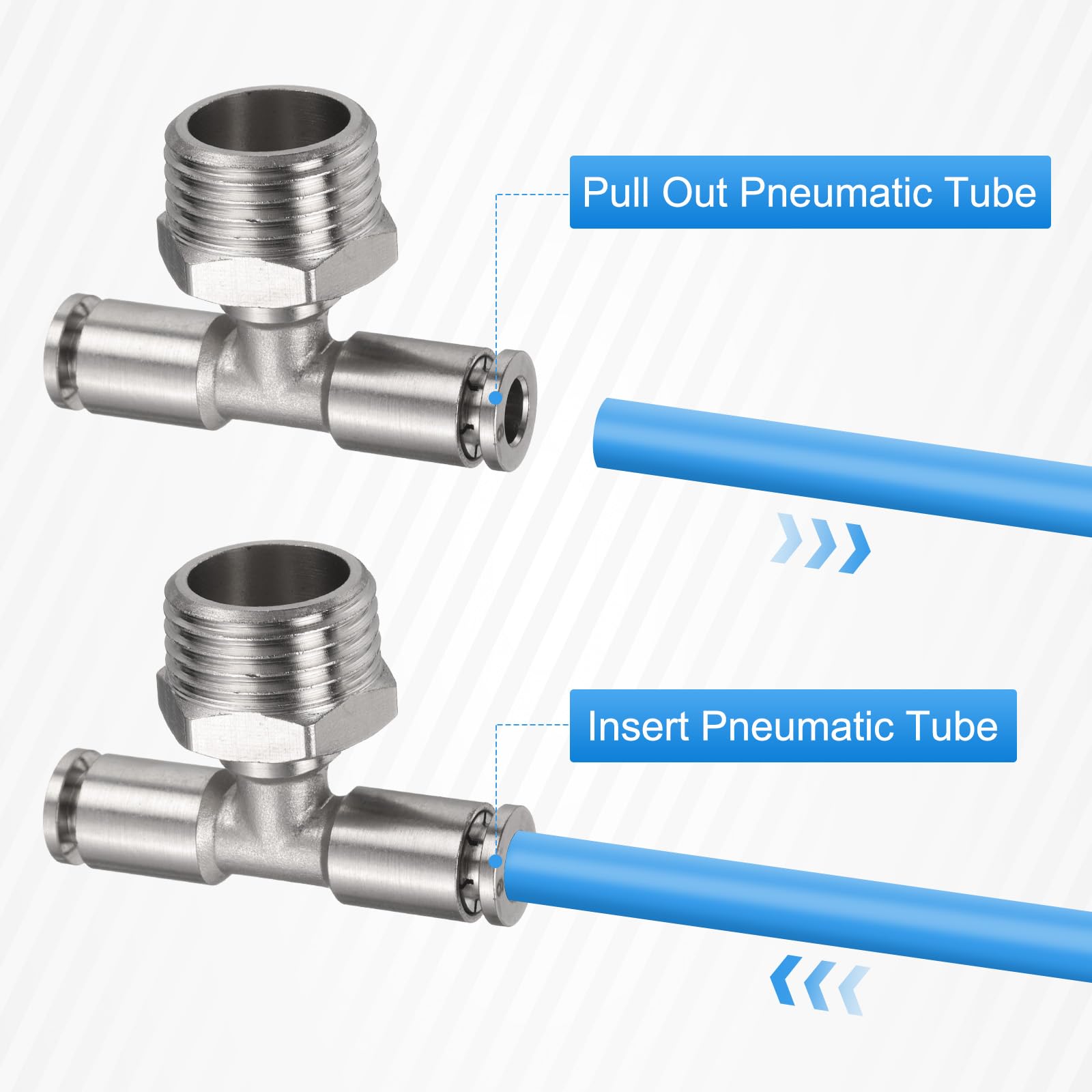 TAILONZ PNEUMATIC Kupfer vernickelt 10mm od Push-to-Connect Verschraubungen T gerade Union Connect Pneumatik Verschraubungen PY-10 (Packung mit 2