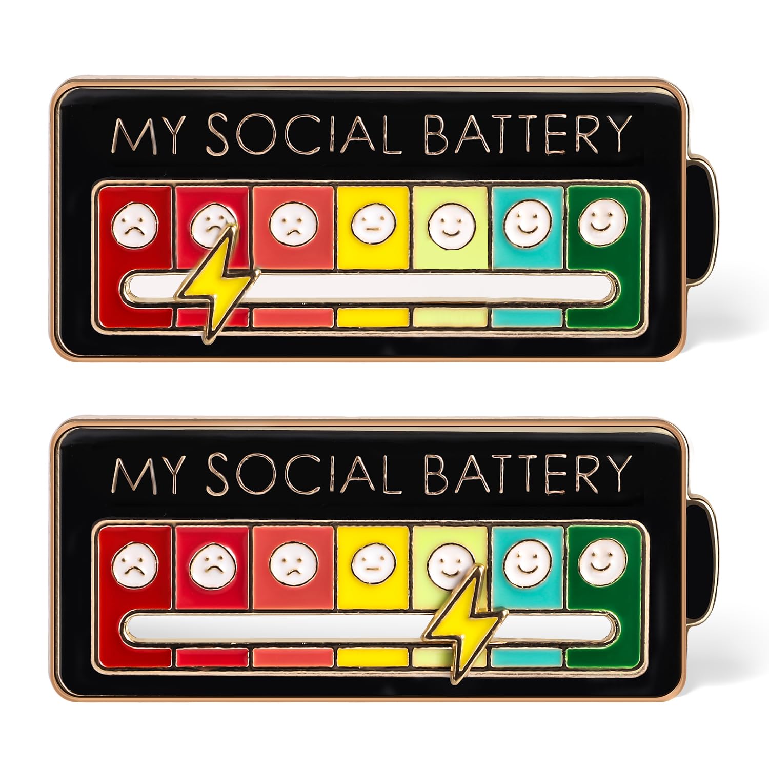 My Social Battery Broches Batterie Sociale LALASTYLE - Lot De 10 - Badges D'humeur Réglables - Alliage Anti-décoloration - Pour Sacs/vêtements Accessoire Humour Introverti