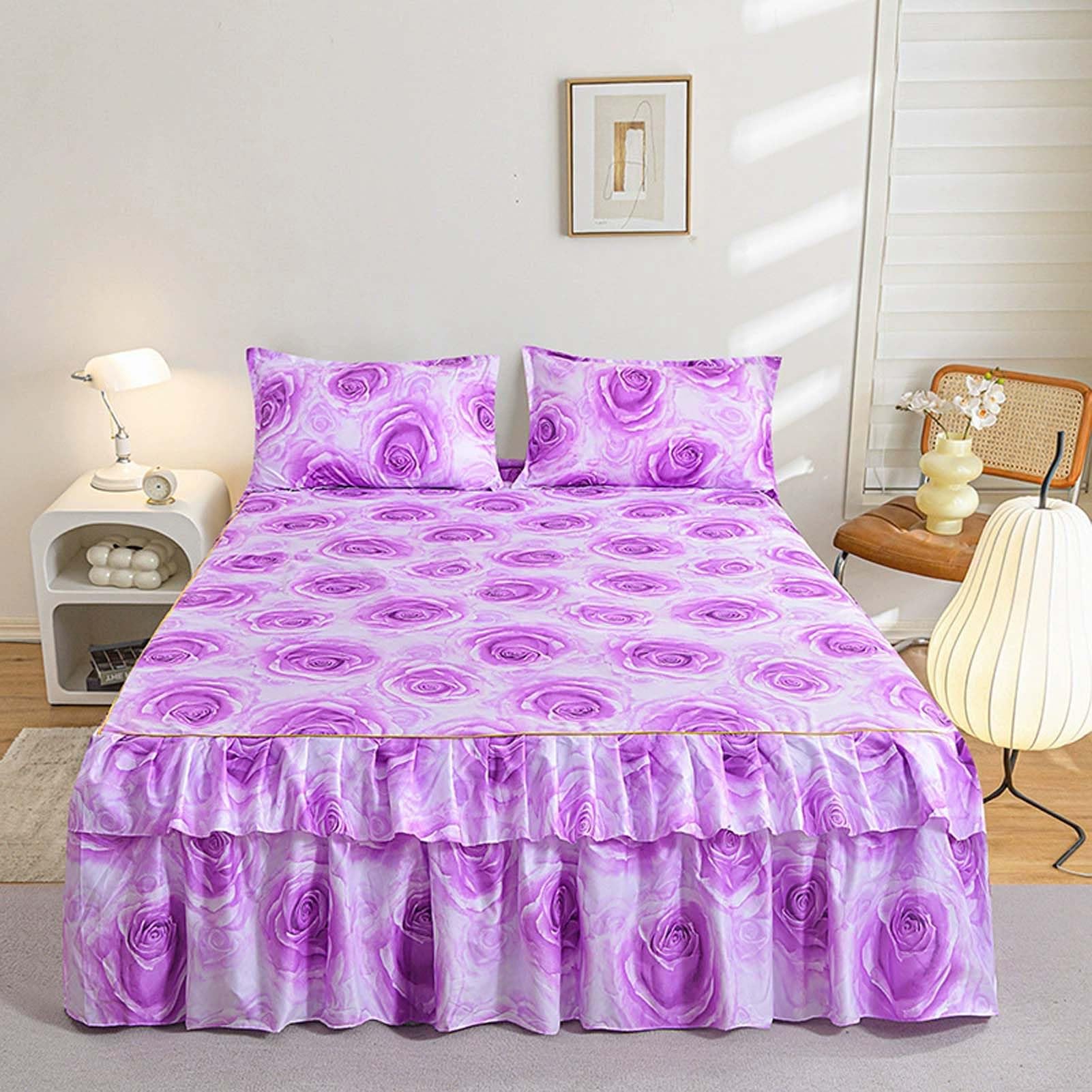 Juego de sábanas King de 3 piezas con falda envolvente elegante para dormitorio