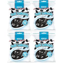 Nordthy Salt Liquorice Hard Sugar Free 4 x 65g 260g - Danish Sweets Without Sugar - Low Calorice Licorice