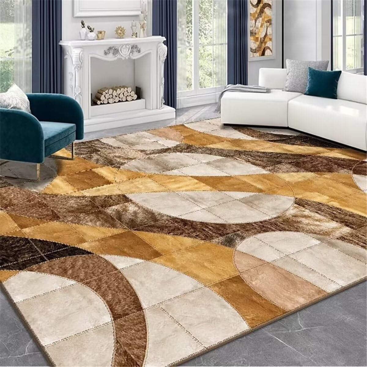 Decoration Chambre Ado Fille Moderne Tapis Noel Tapis de Zone Rectangle Design géométrique Tapis de Chambre Lavable Décoration Chambre Ado Fille 200X300CM