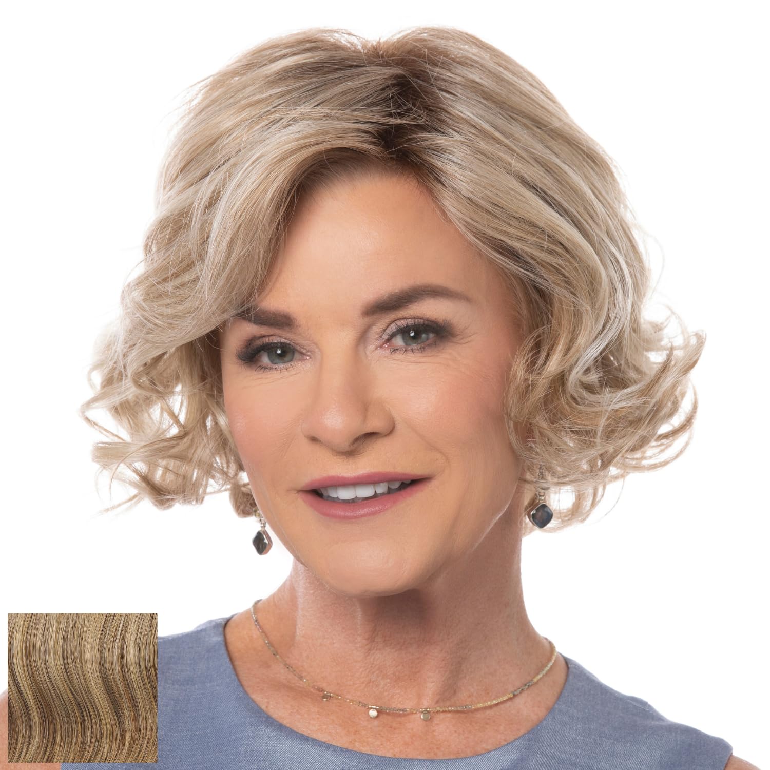 Toni Brattin Showtime Wig - Variable-Length Layers of Effortless Waves and a Side-Swept Bang - Heat-Friendly Fiber Looks & Feels Like Natural Hair -