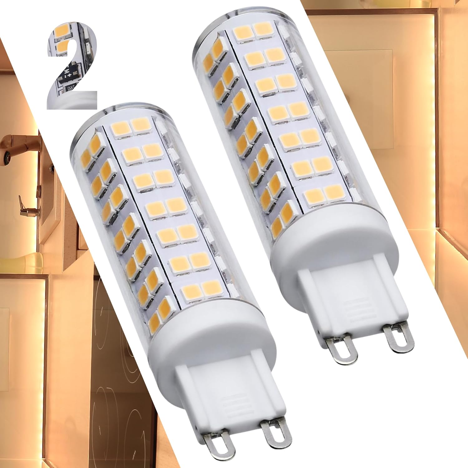 Satco S12331 6.5W T6 LED Light Bulbs, 650 Lumens, 3000K Soft White, G9 Base, Clear Finish, 2.76" Length, Dimmable, 50W Incandescent Equivalent (2 Pack)