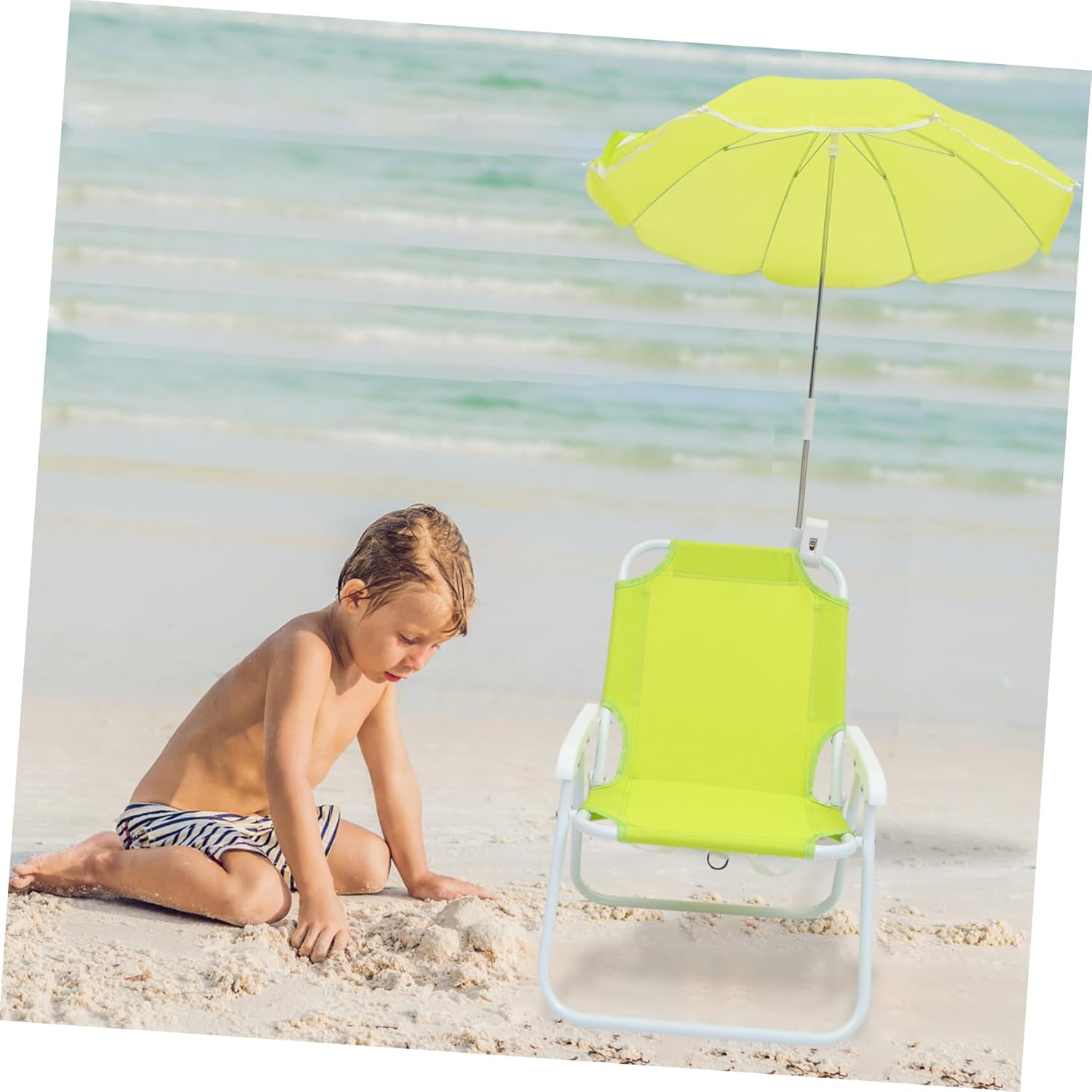 1Set Portable Umbrella Beach Chair Lightweight Sun Block Lounge Chair for Outdoor Fun Non Slip Base Ergonomic Design for Gardens Balconies and Beach Use
