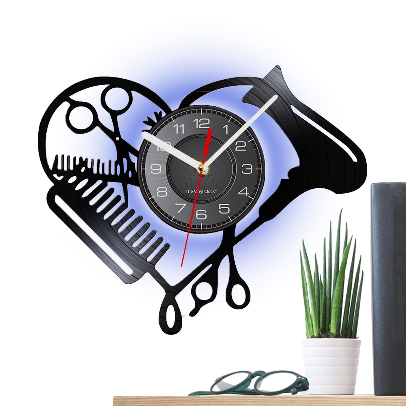 Orologio Da Parete Da Barbiere 30,5 Cm - Silenzioso Con Lancette A Forbici E Pettine. Decorazione A Tema Per Saloni E Parrucchieri, Regalo Idea.