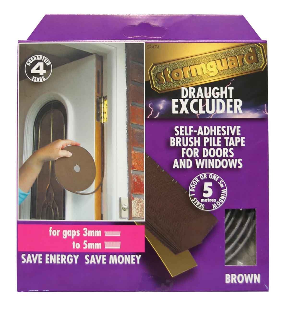 Brown Brush Pile Draught excluder Weather proofing Seal self Adhesive by Stormguard