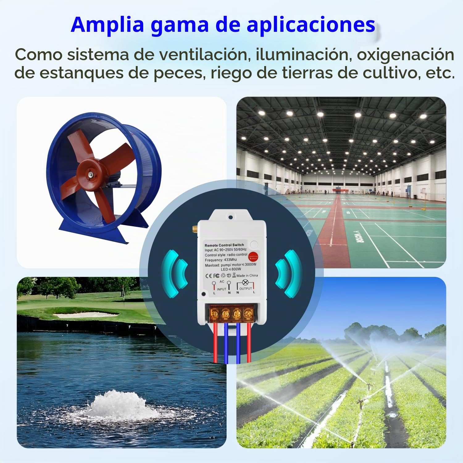 DieseRC Interruptor del Mando a distancia de Bomba Motor Inalámbrico Receptor Relé de CA 220V 3000W y 2 Transmisores rango de control de hasta 100-300 metros para Luces Bomba de agua Motor