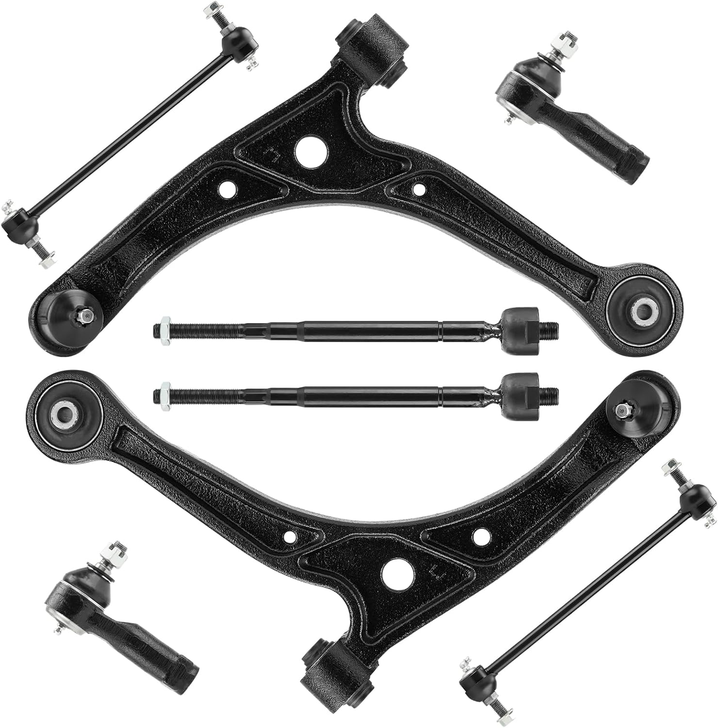 Front Lower Control Arms with Ball Joint for Honda Odyssey 2002 2003 2004, Sway Bar End Link + Inner & Outer Tie Rod Ends Suspension Kit K620326 K620325 EV426 ES3669 K90349 4Pcs