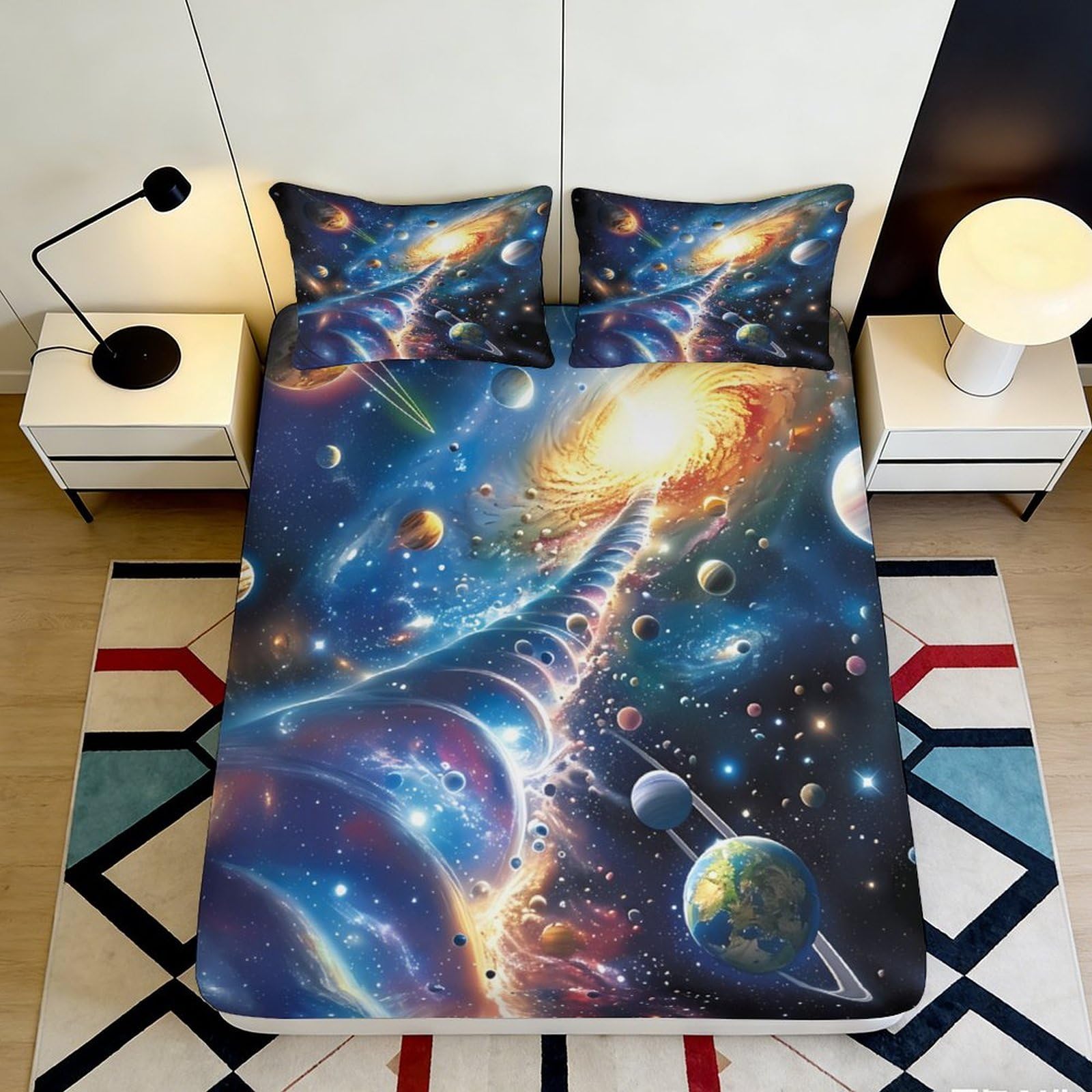 3D Printed Sunset Landscape Fitted Sheet Microfiber Deep Pocket Non-Slip for Adults Bedroom Bedding Mountain Scenery Mattress Fitted Cover Washable 140x200x25cm