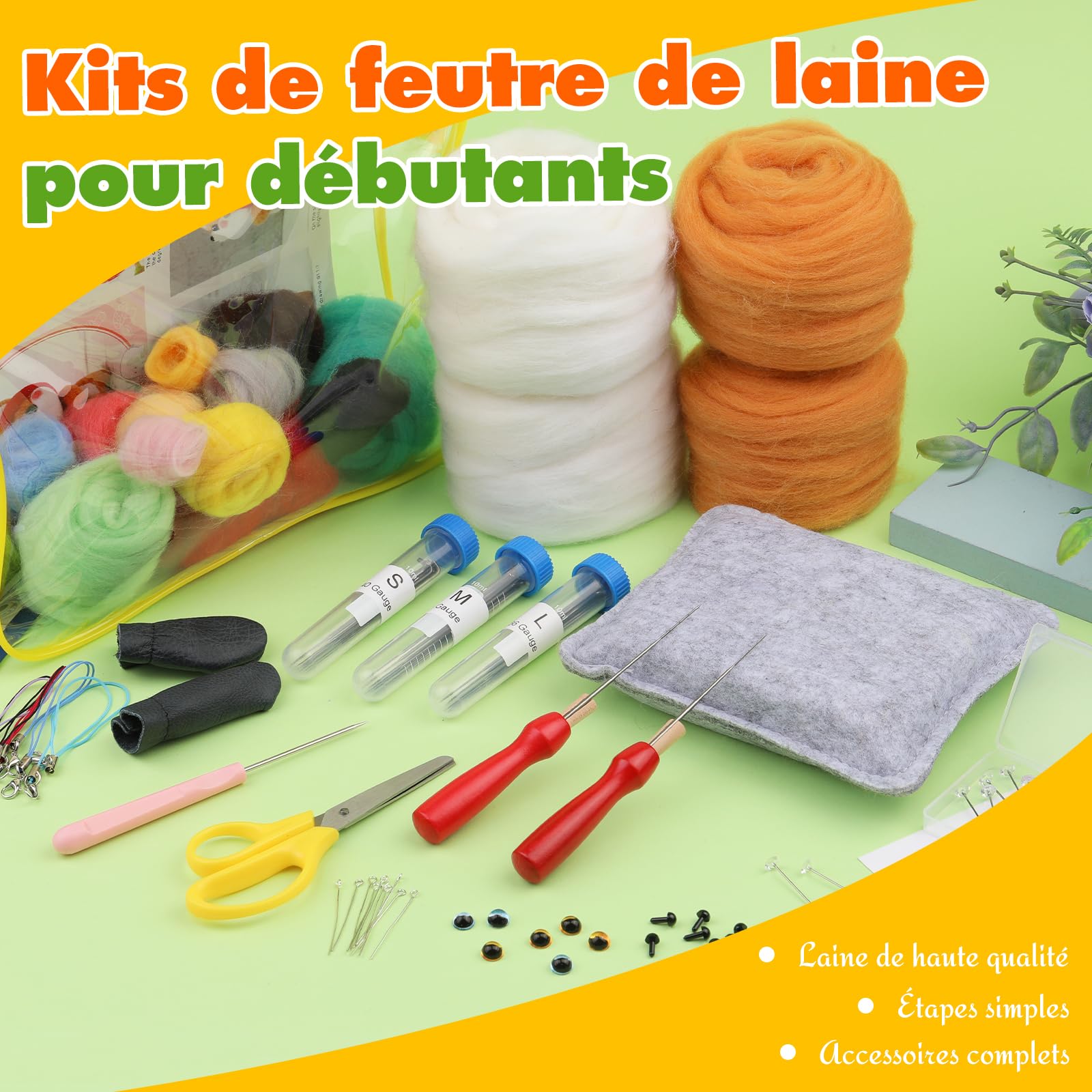 Kit De Feutre Aiguilleté pour Débutants, De Laine Comprend 8 Pièces Instructions pour Animaux Outils De Base De Feutre Mat, Et Fournitures