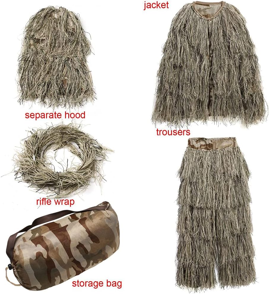 Hunting Ghillie Suit,3D Woodland Camo Suits for Jungle Hunting/Wildlife Photography/Cosplay