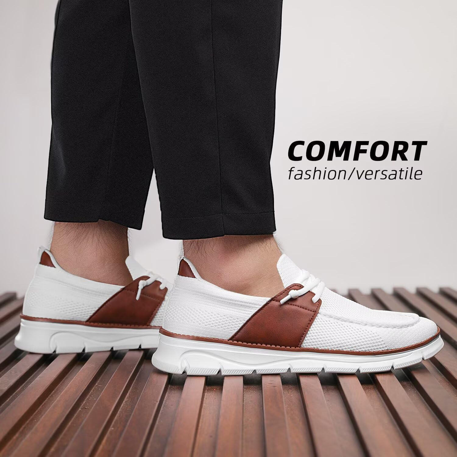Mens Casual Slip in Boat Shoes Fashion Lightweight Slip On Loafers Walking Beach Sneakers Work Mesh Oxfords Soft Sole