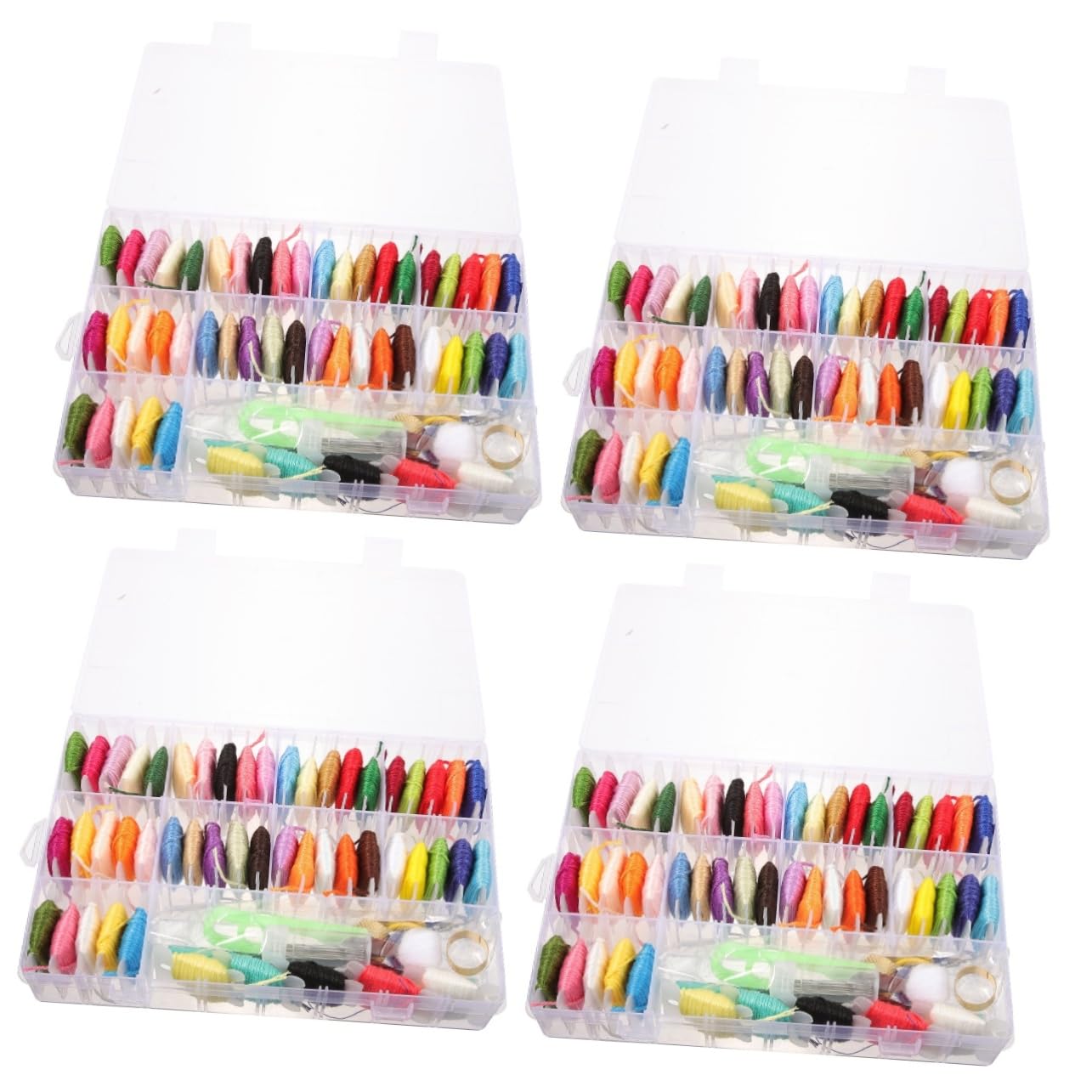 TEHAUX 4juegos Hilos De Bordado Para Manualidades Kit De Coser y Accesorios Para Para Bordar Punto De Cruz y Proyectos De Costura