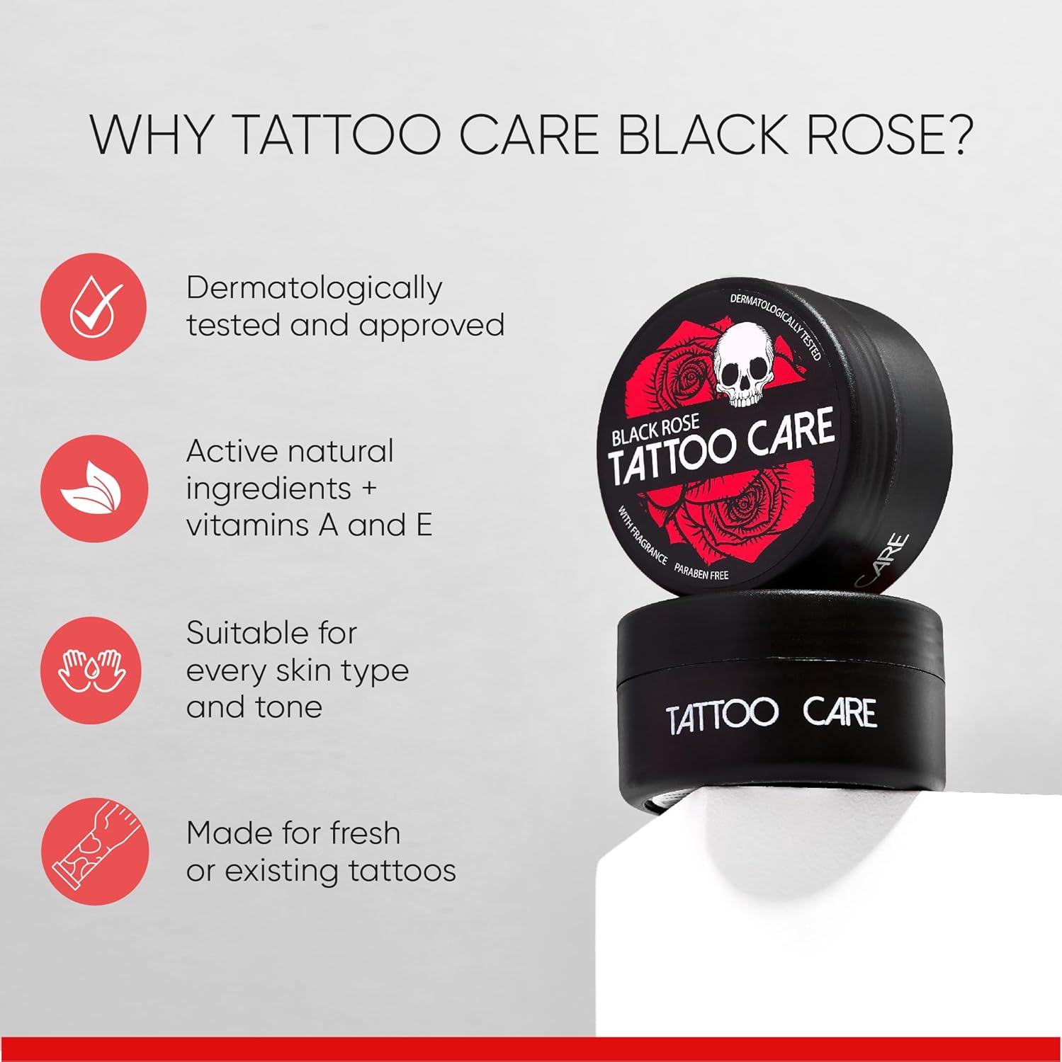 TATTOO CARE Makra Black Rose – Aftercare & Brightener Ointment - for New & Older Tattoos – Protects and Deeply Moisturizes – Enhances Colors, Prevents Fading, Brings Back Shine - 1.2 Oz/35 g