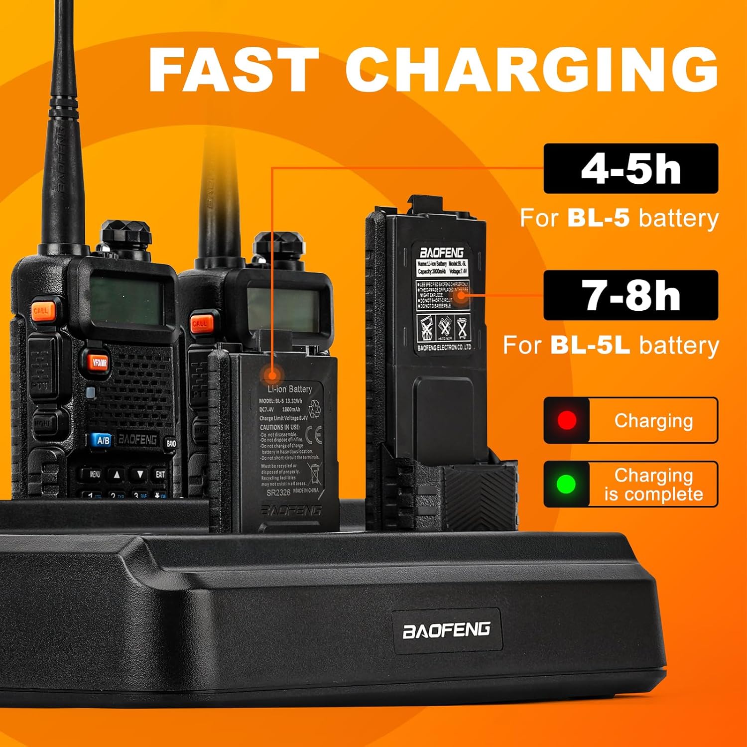 Image detailing fast charging times for BL-5 and BL-5L batteries