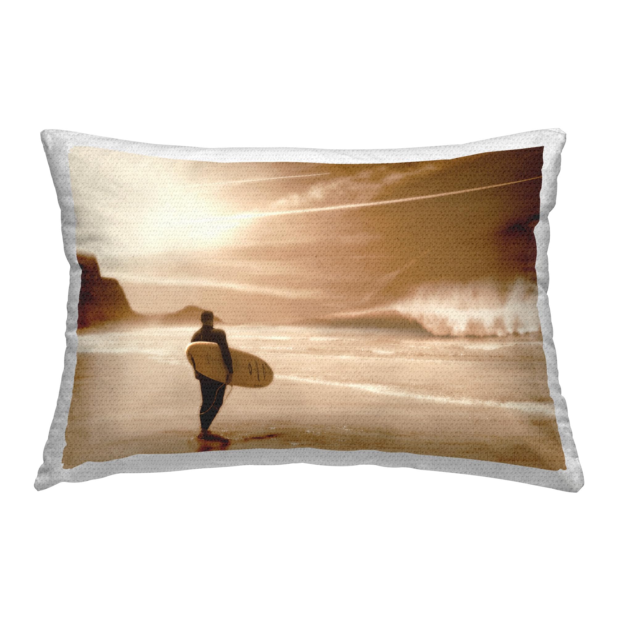 Stupell IndustriesOut of The Sun Surfer Outdoor Printed Throw Pillow, 14 x 20, Brown