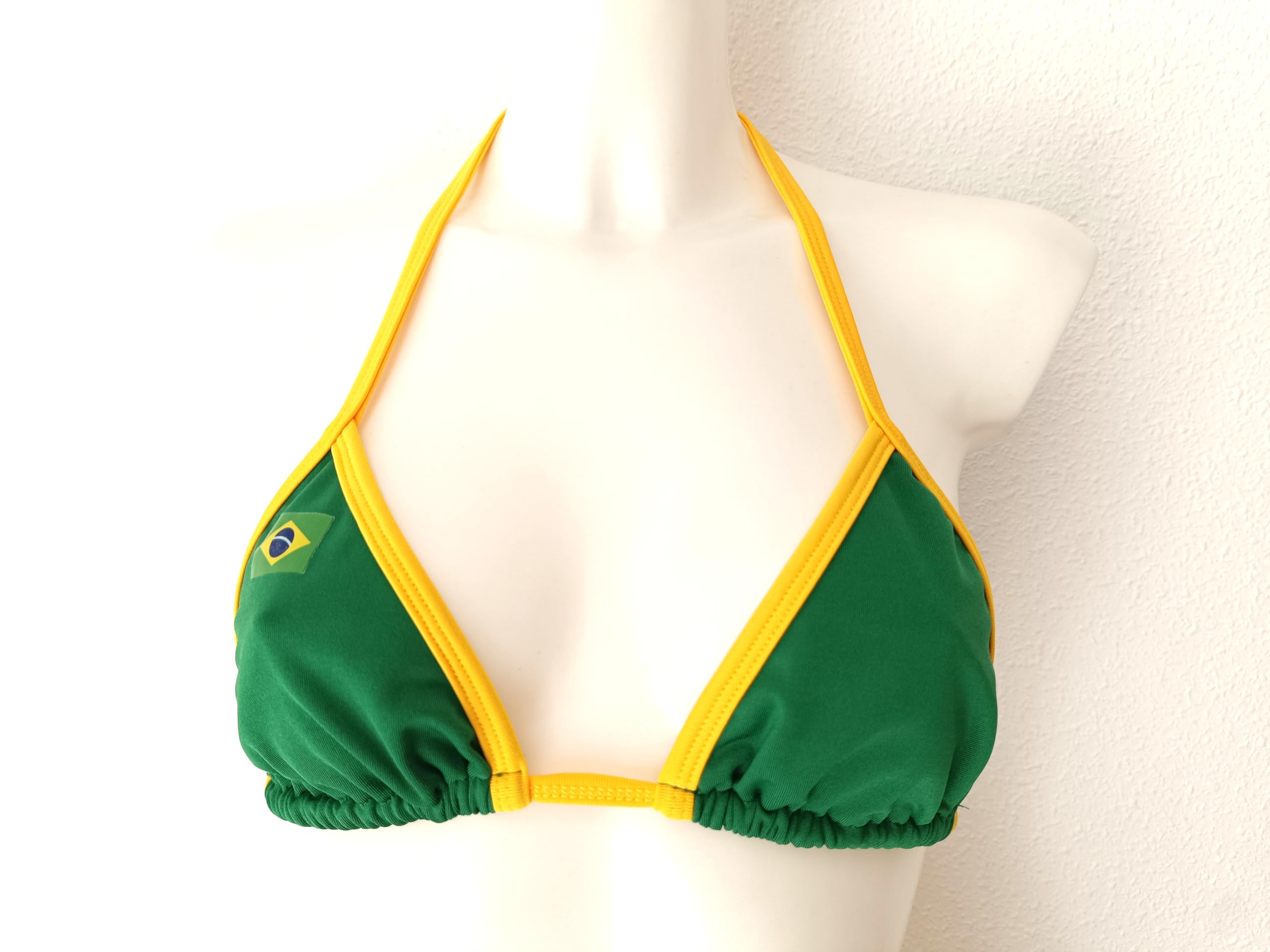 Bikini brésilien sexy avec micro string fio dentaire, vert et jaune, coupe ajustée