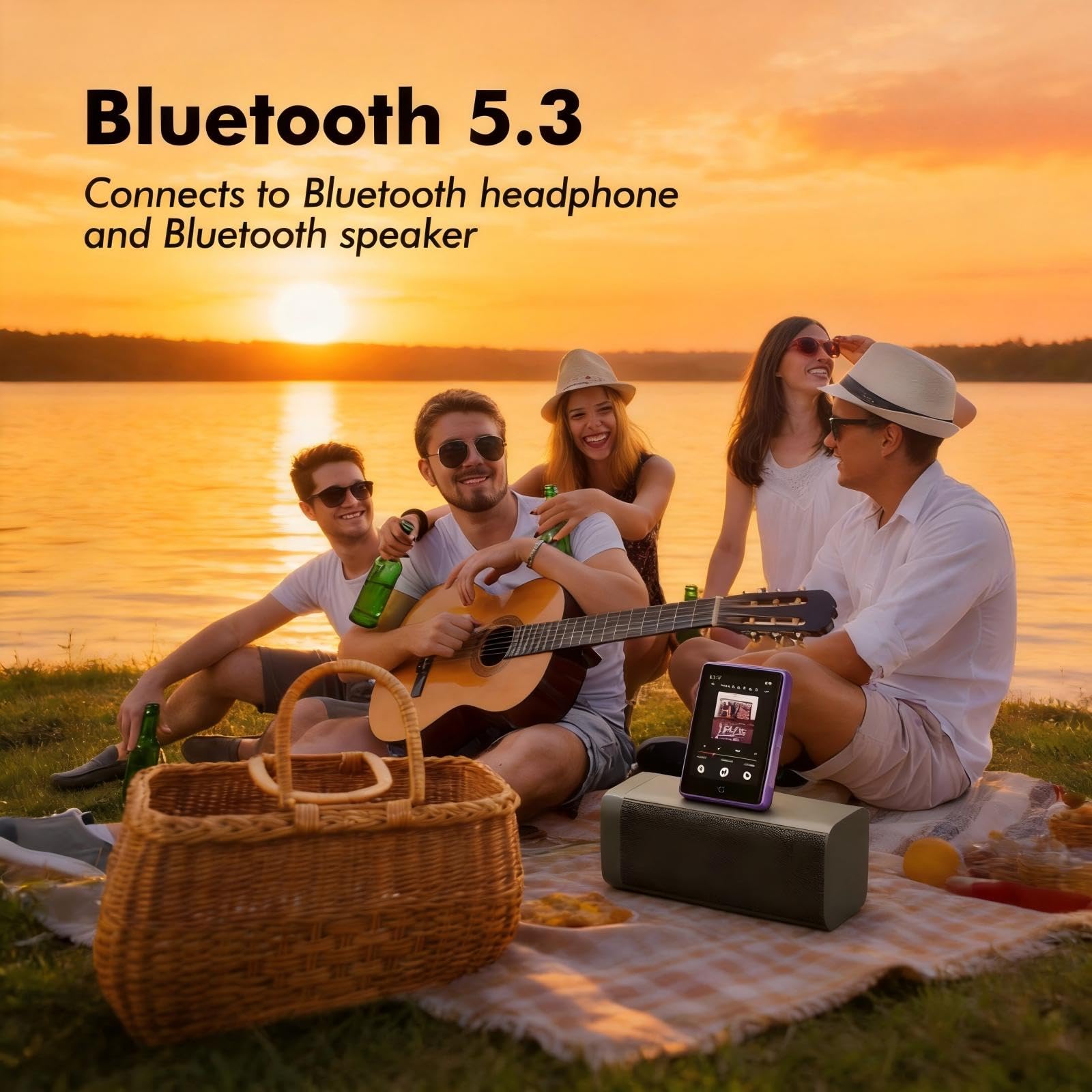 Lecteur MP3 32 Go avec Bluetooth 5.3 avec Haut-Parleur pour Enfants, qualité sonore HiFi, écran Tactile 2,8 Pouces, Radio FM, enregistreur Vocal, Prend en Charge Les Cartes TF jusqu'à 128 Go (Violet)