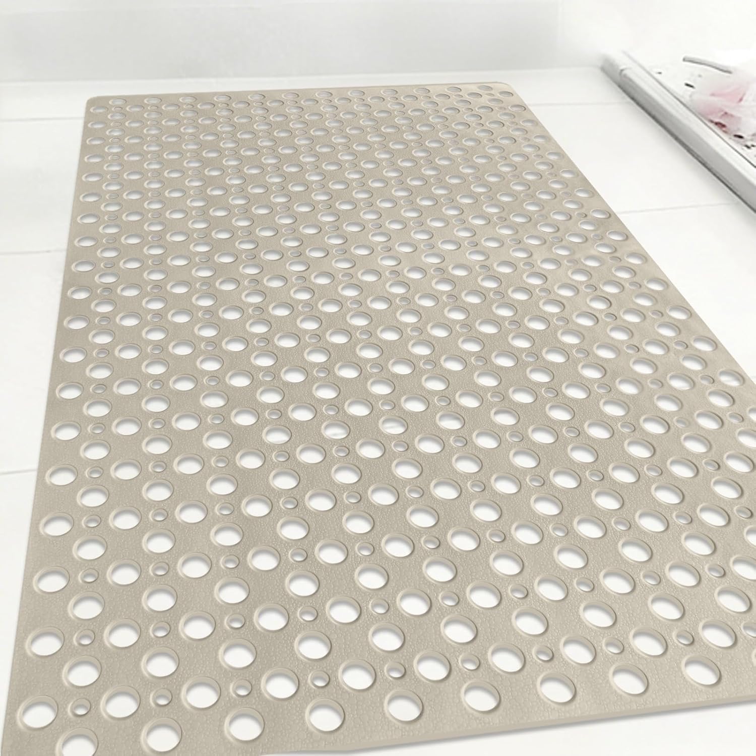 Non Slip Shower Mat: 47 X 32 Inch Large Shower Mats for Inside Shower - Soft TPE Anti Slip Long Shower Floor Mat with Large Drain Holes and Suction Cups
