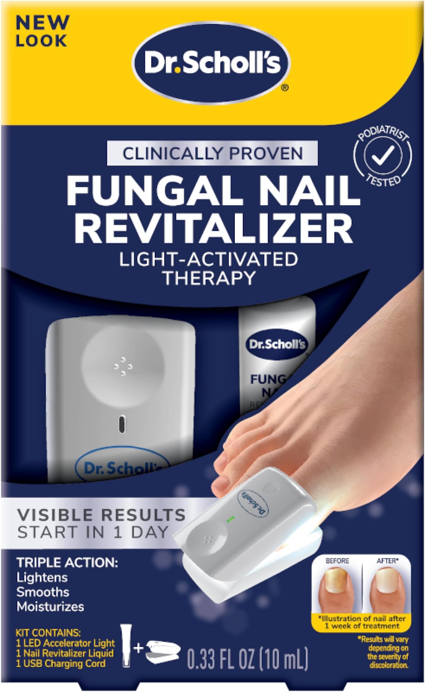 Dr. Scholl'sFungal Nail Treatment Revitalizer LED Light-Activated Therapy, Erase Toenail Discoloration Fungus, 10 ml