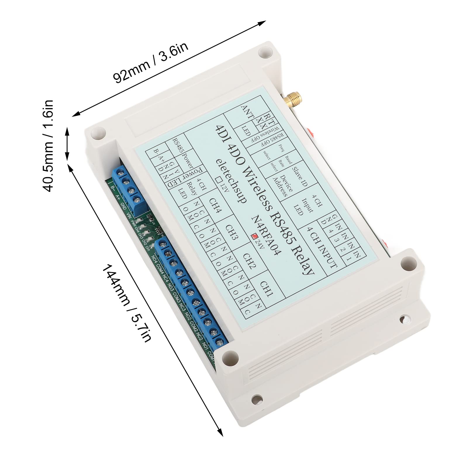 Modulo Relè Wireless con 4 Ingressi/uscite, Ricevitore Trasmettitore RS485,Inclusa - Controlla Facilmente I Tuoi Dispositivi da Remoto(24 V)