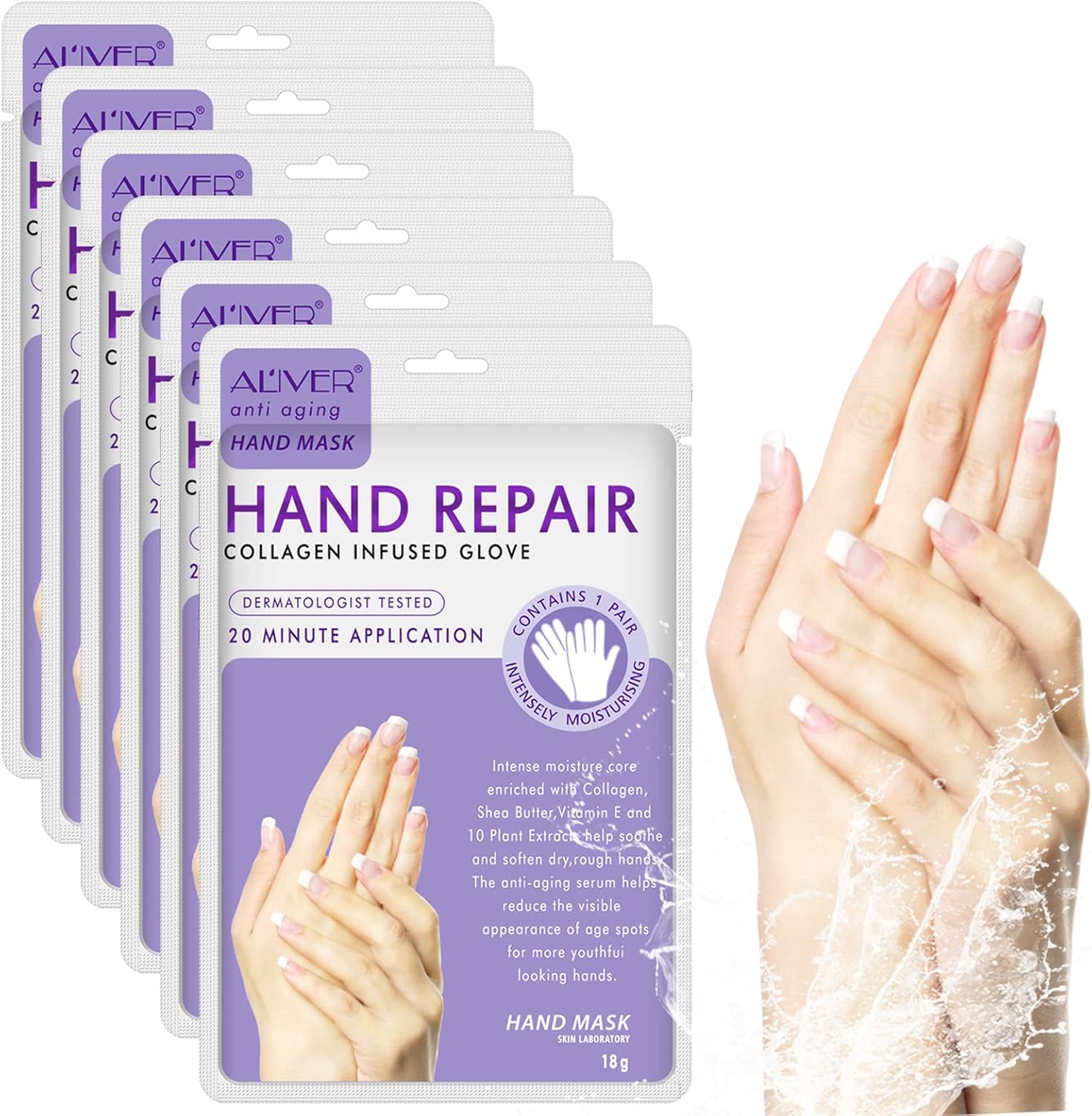 CCKULOOB Hand Mask, 6 Pairs Super Hydrating Hand Mask Moisturizing Hand