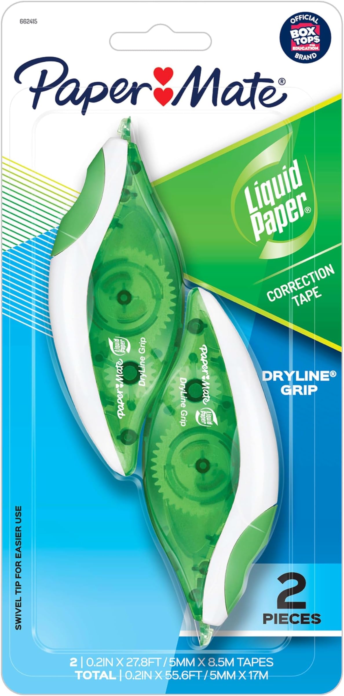 Paper Mate Paper Mate Liquid Paper DryLine Grip Correction White Tape, 2 Count