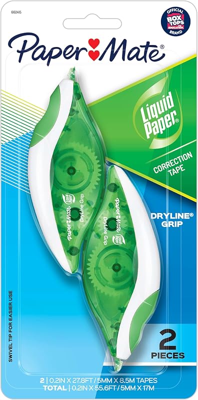Paper Mate Liquid Paper DryLine Cinta correctora de agarre, color blanco, 12 unidades, paquete de 6