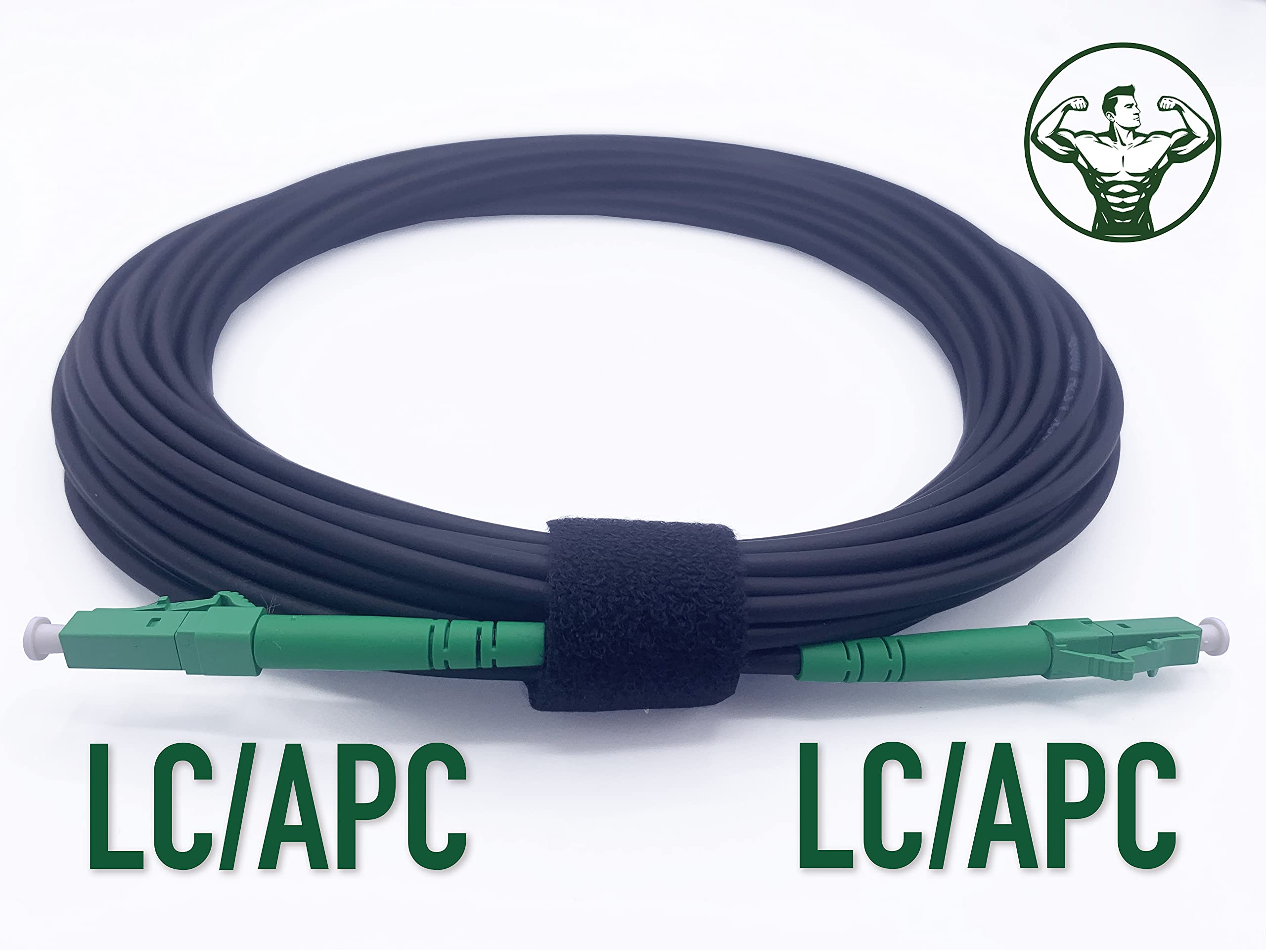 Elfcam - Afgeschermde stalen glasvezelkabel SC/APC naar SC/APC Singlemode Simplex, geschikt voor Binnen en Buiten, Compatibel met KPN, Vodafone, T-Mobile, Zwart, 7M
