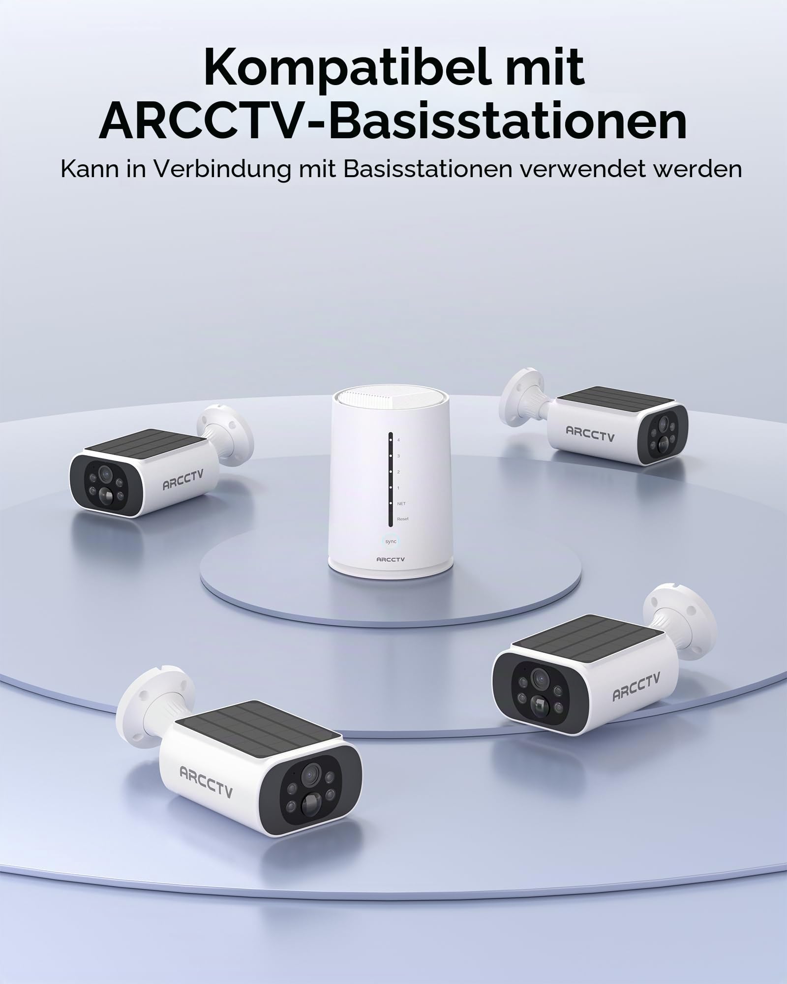 ARCCTV 4MP Solarbetriebene Überwachungskamera, Integriertes Solarpanel
