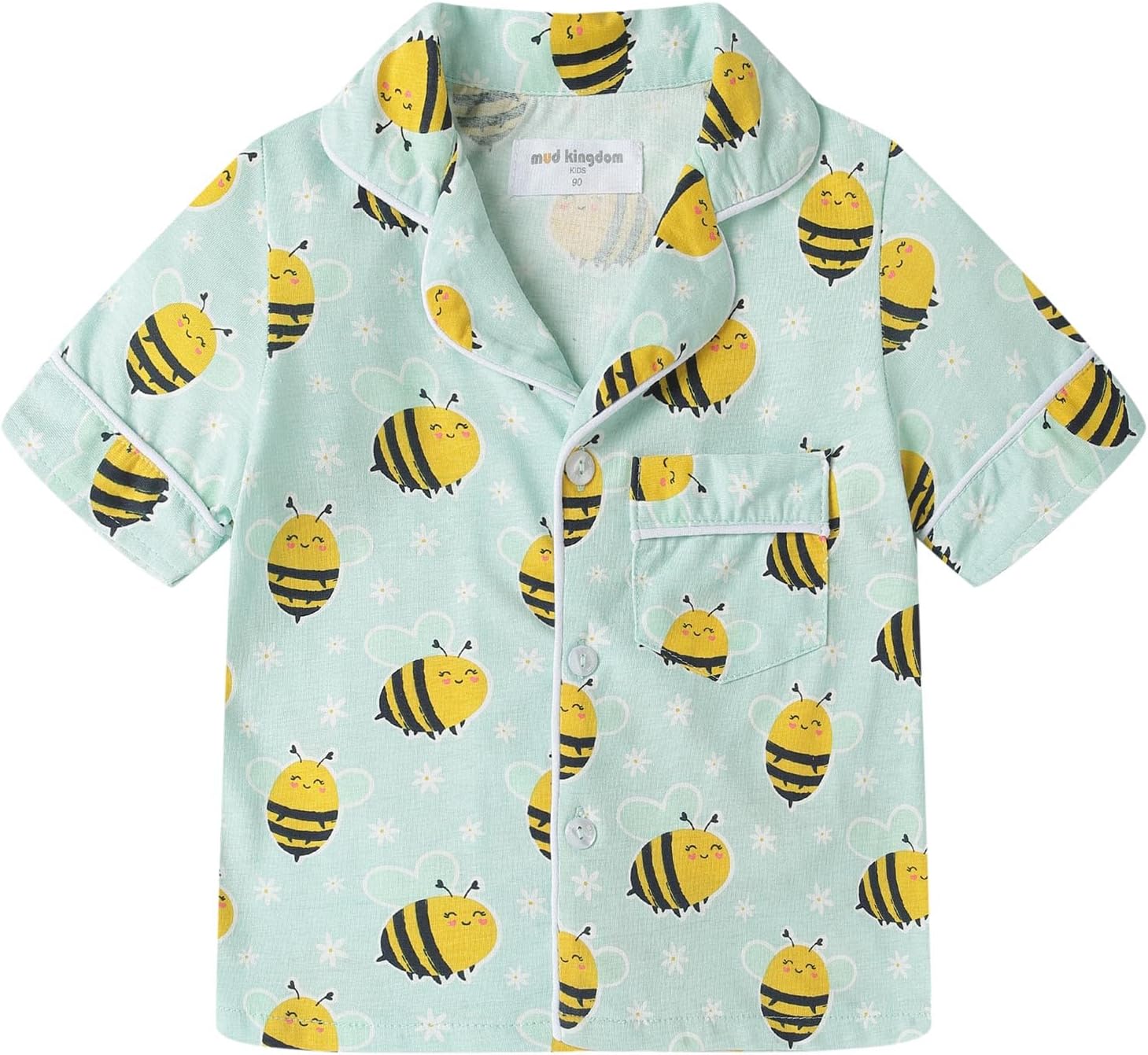 Mud Kingdom Little Boys Girls Summer Pajamas Set Button Down Funny Cartoon