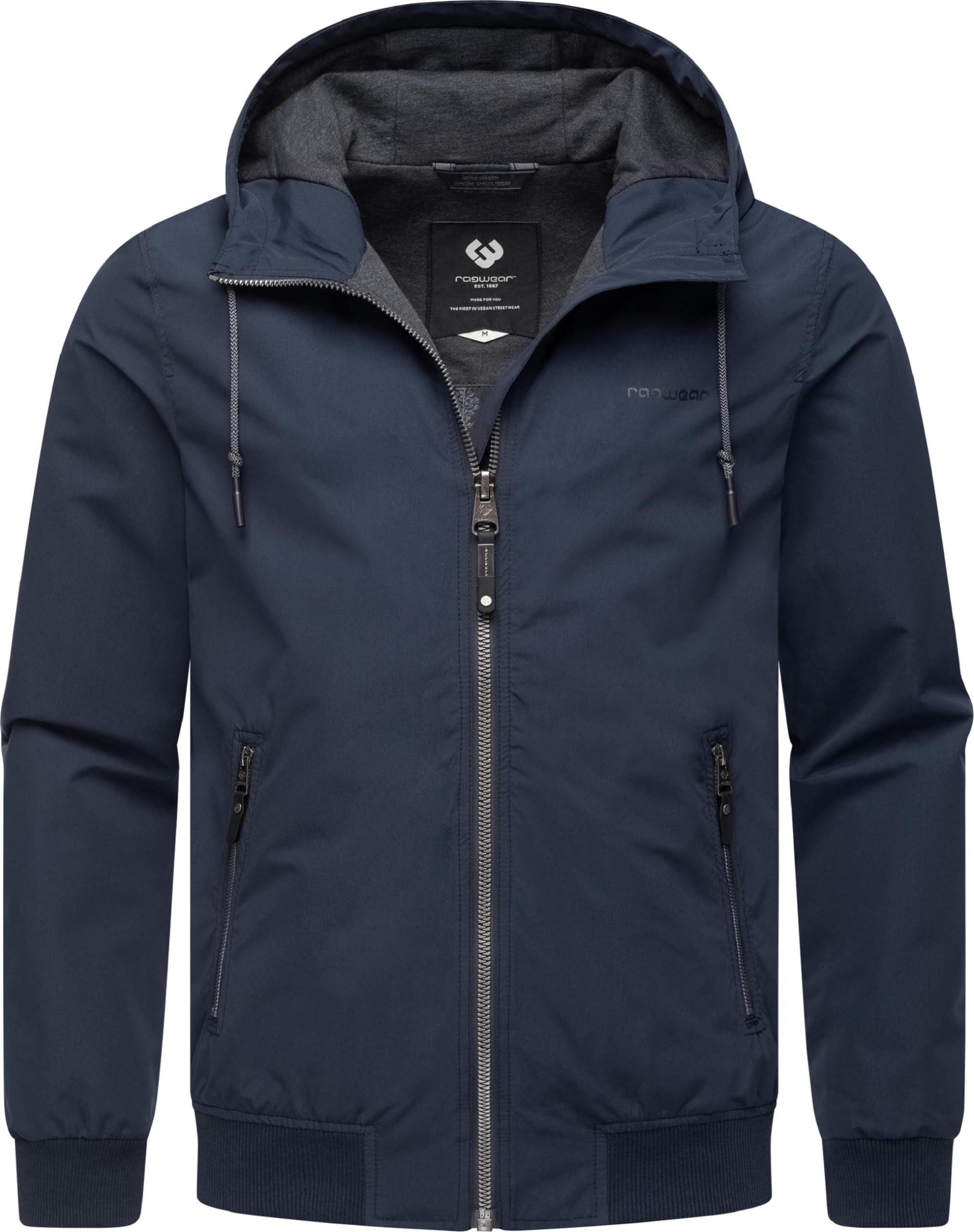 Ragwear Chaqueta de entretiempo ligera para hombre, corta, impermeable, con capucha, Perci YOUMODO S-4XL