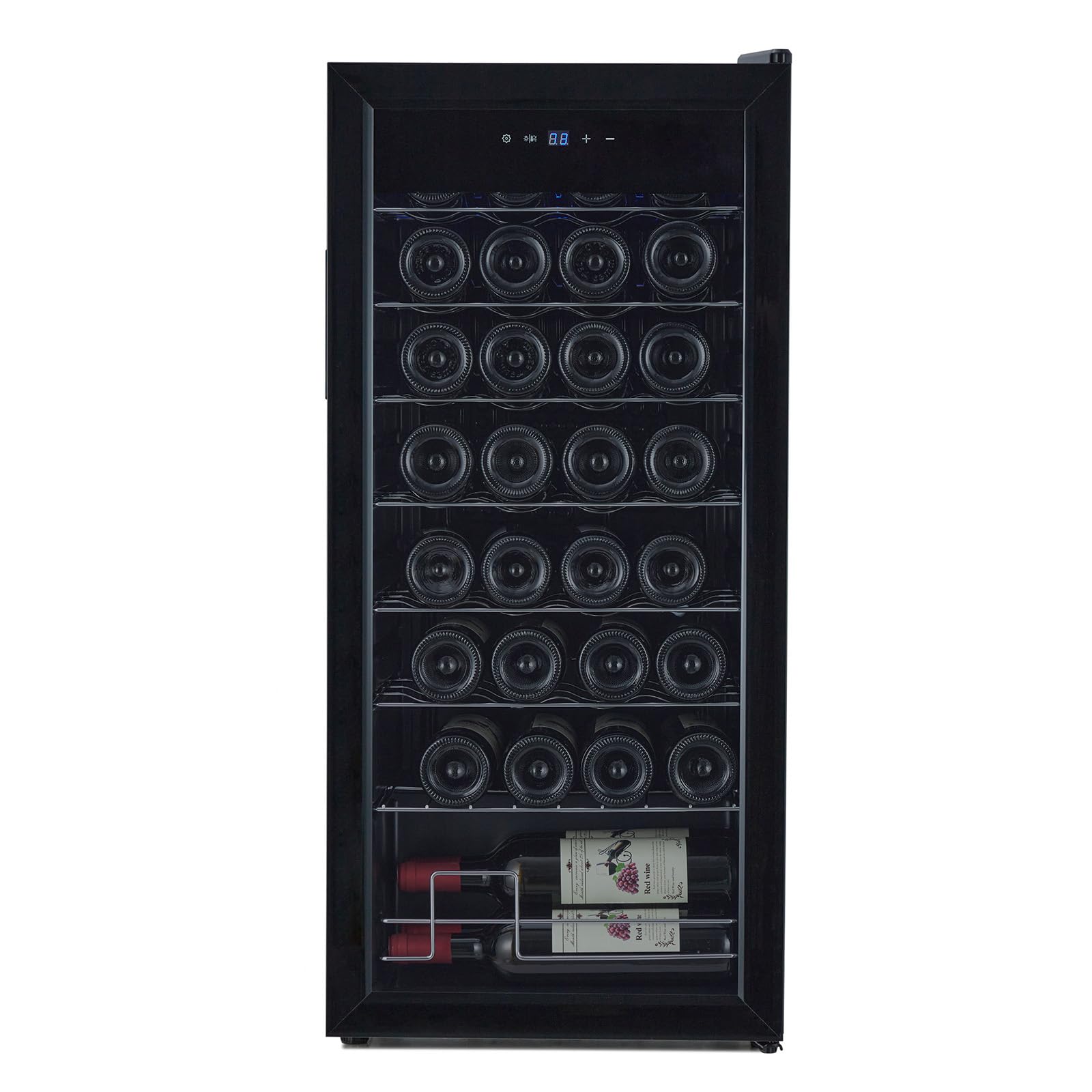 32 Bottle Compressor Wine Cooler Refrigerator, Large Freestanding Wine Cellar with Adjustable Shelves & Digital Temperature Display, 41-64?, Bottle Wine Fridge for Red White Wine, Champagne, Beer
