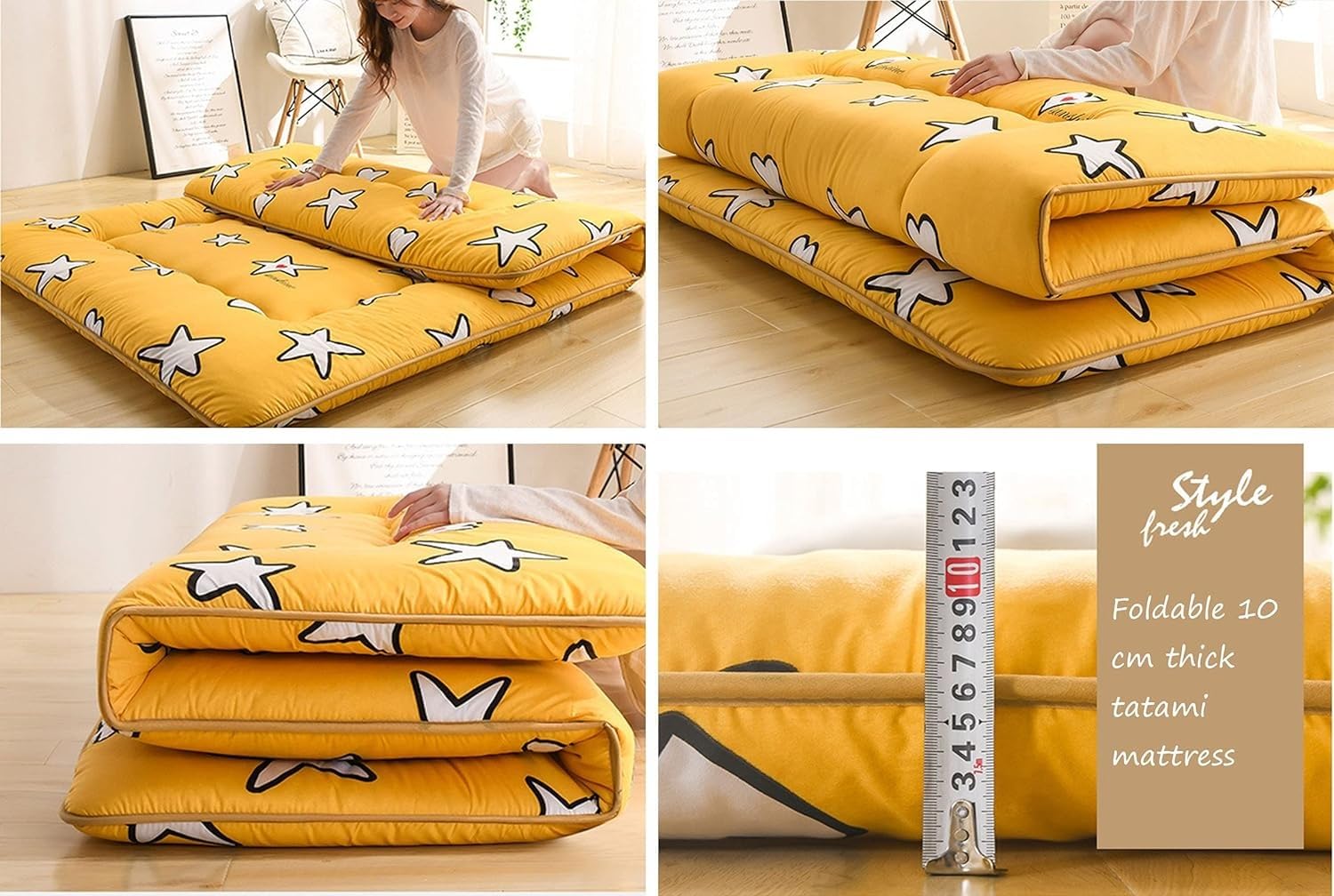 Japanische Matratze Sommer Schlafen 10cm Dick Rollbare Klappmatratze Boden Schlafsofa Doppelbett Schlafmatratze Weiche Futon-Tatami-Matte (Color : D, Size : 100 x 200 cm(39 x 79 inches))