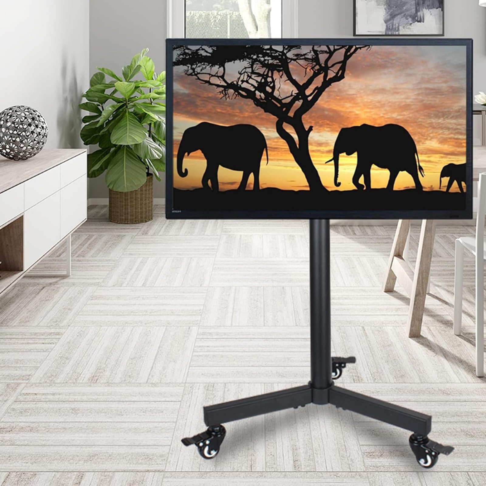 Carrello Porta TV Mobile con Ruote - Supporto da Pavimento per TV LCD, Supporto da Pavimento Portatile Regolabile in Altezza per TV da 14-32 Pollici, Portata 30 kg/,