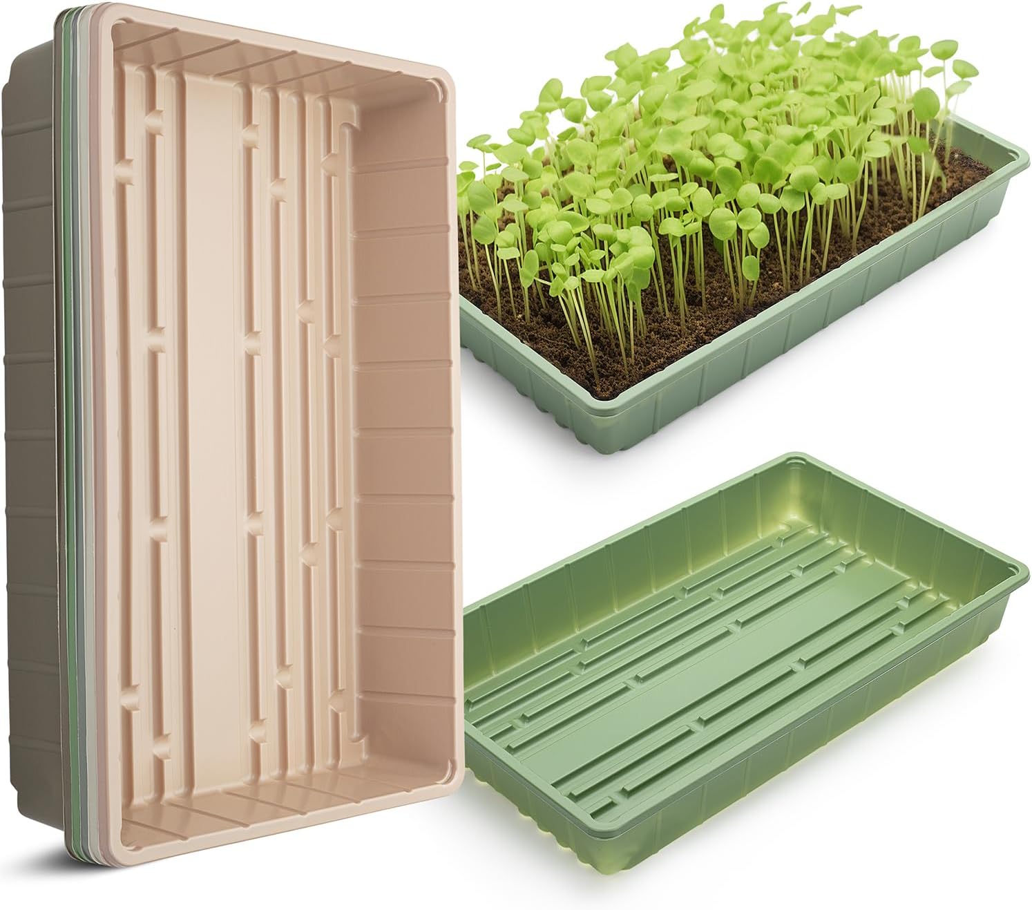 Mr. Pen- Plastic Growing Trays, 5 Pack, Assorted Colors, Plant Tray, Seed Tray, Seedling Tray, Propagation Tray, Plant Trays for Seedlings, Microgreens Growing Trays, Seedling Starter Trays