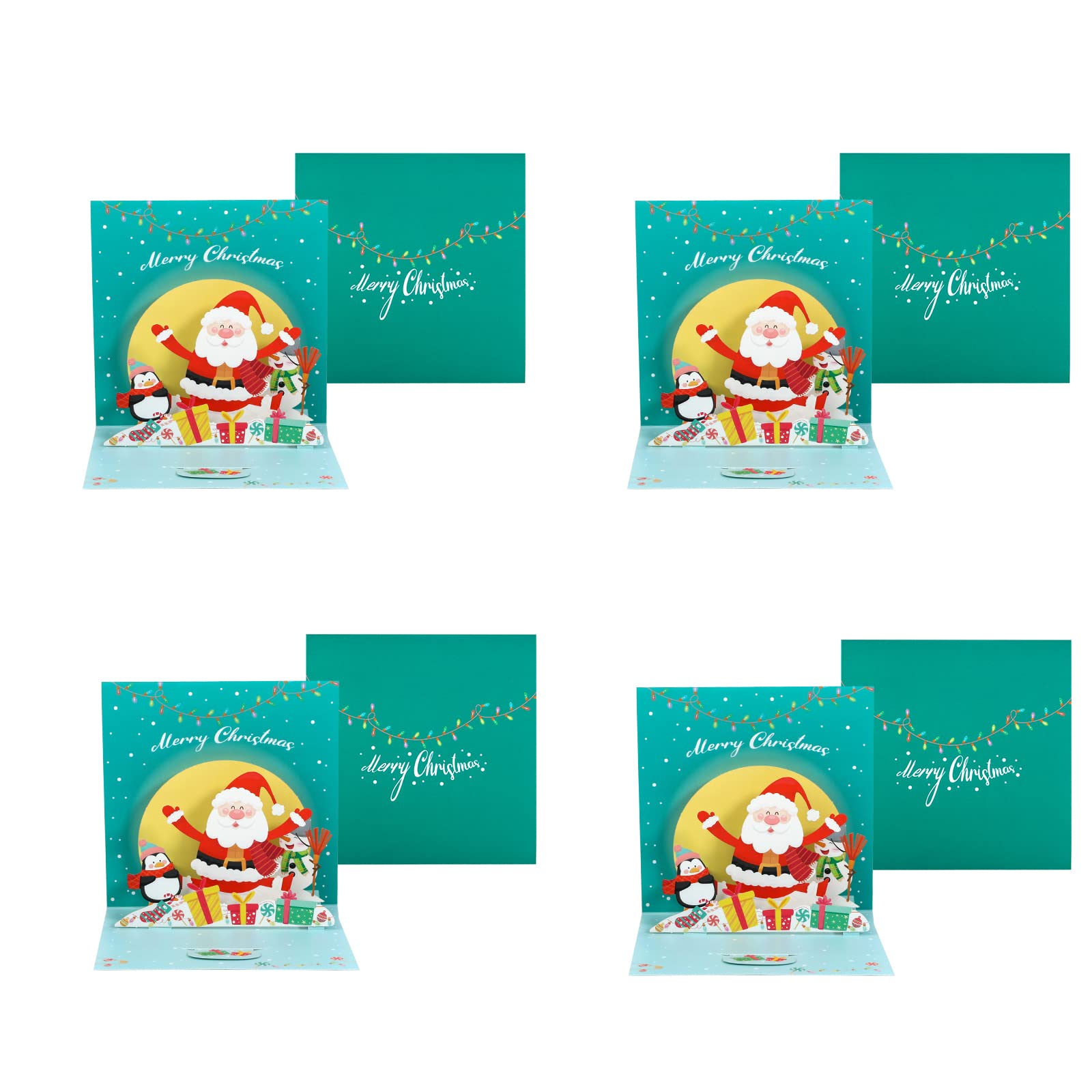 Photo 1 of Paper Spiritz Christmas Card 4 Pack Merry Christmas Pop Up Card, 4.3"x 4.3"Handmade 3D Christmas Greeting Cards Popup Xmas Cards with Envelope for Christmas, Holiday,Green 4pc green card